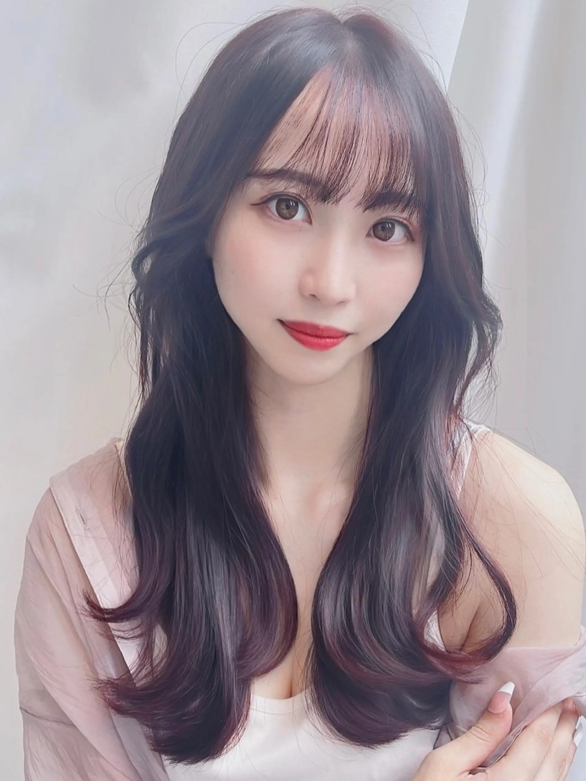 セミロング カラー アディクシーカラー ベージュカラー 透明感カラー イヤリングカラー グレージュ 顔周り特化/韓国ヘア /レイヤー/吉野幸大のヘアスタイル