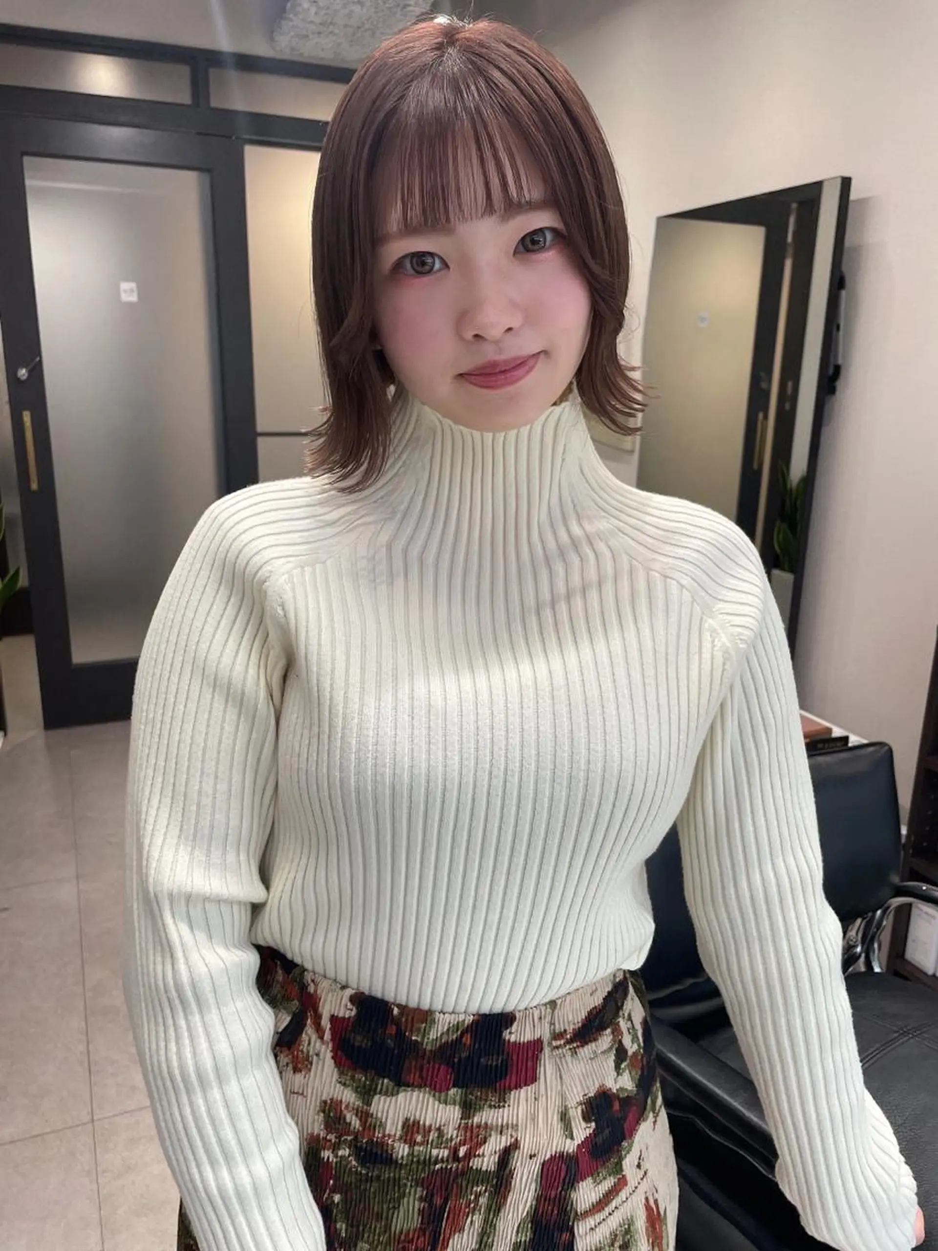 ミディアム カラー カット ヘアカラー トリートメント 髪質改善will hairdesignのヘアスタイル