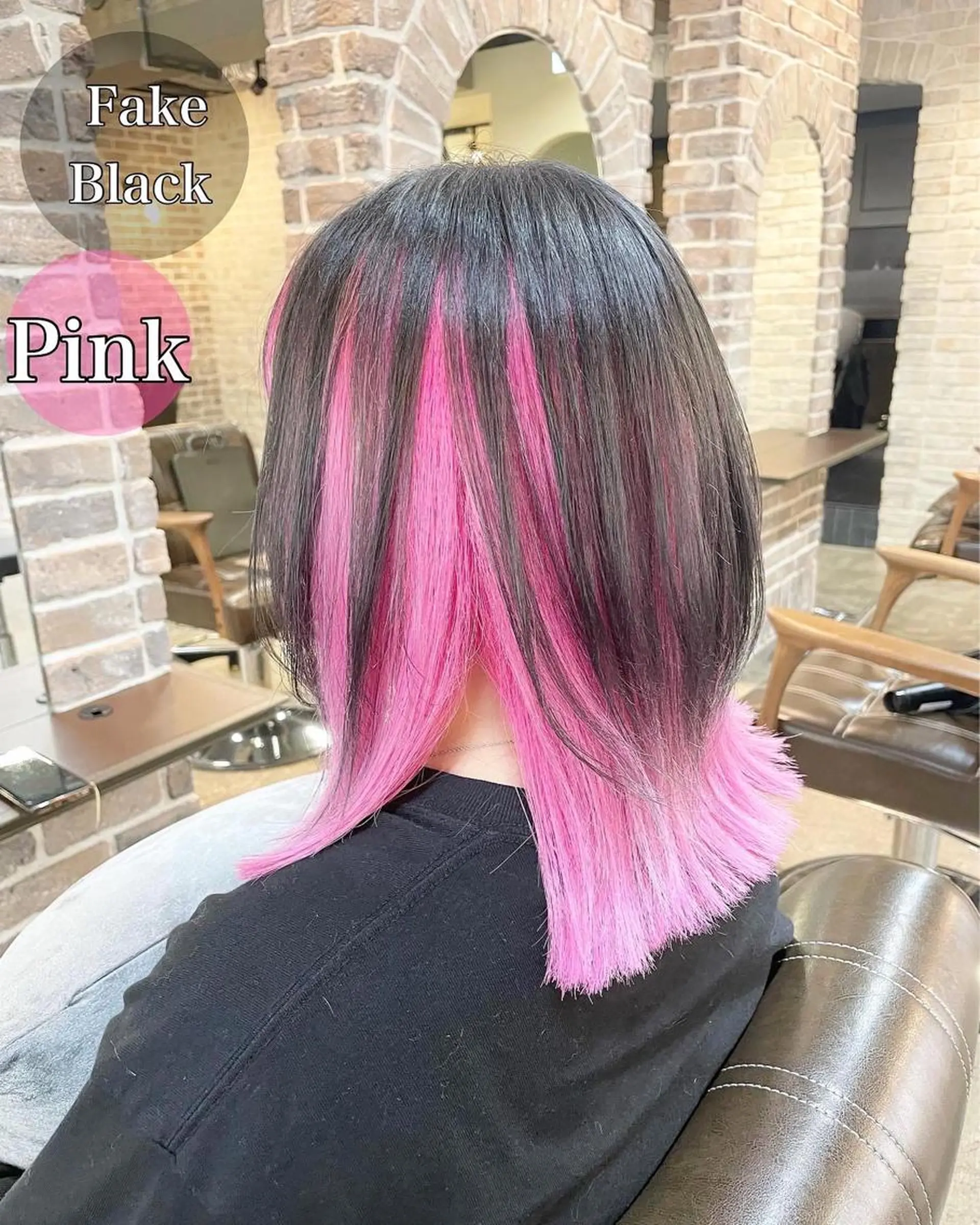 ミディアム カラー 黒髪 ピンクカラー ACROあべの店所属・艶カラー/インナー /グラデ/大西小百合のヘアスタイル