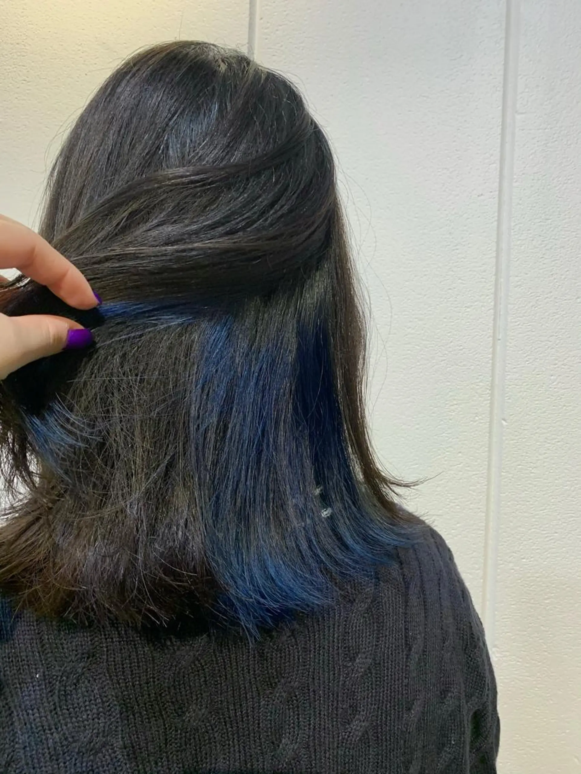 セミロング カラー ブルーカラー インナーカラー ネイビーカラー Lolonois梅田 /Okazaki:)のヘアスタイル