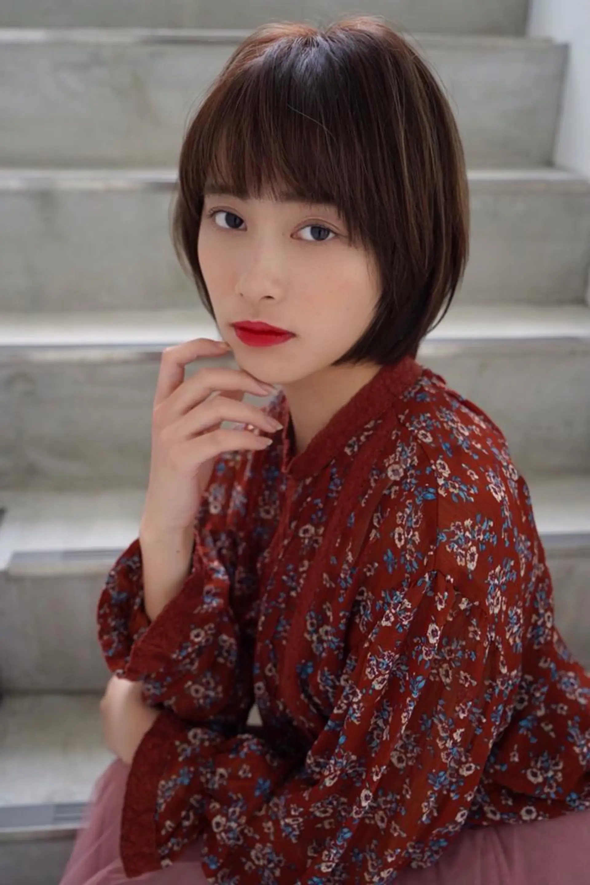 ショート カラー ヘアアレンジ EMANONシェアサロン心斎橋店所属・韓国メンズヘア　ミル クティボブ　足立佳代のヘアスタイル