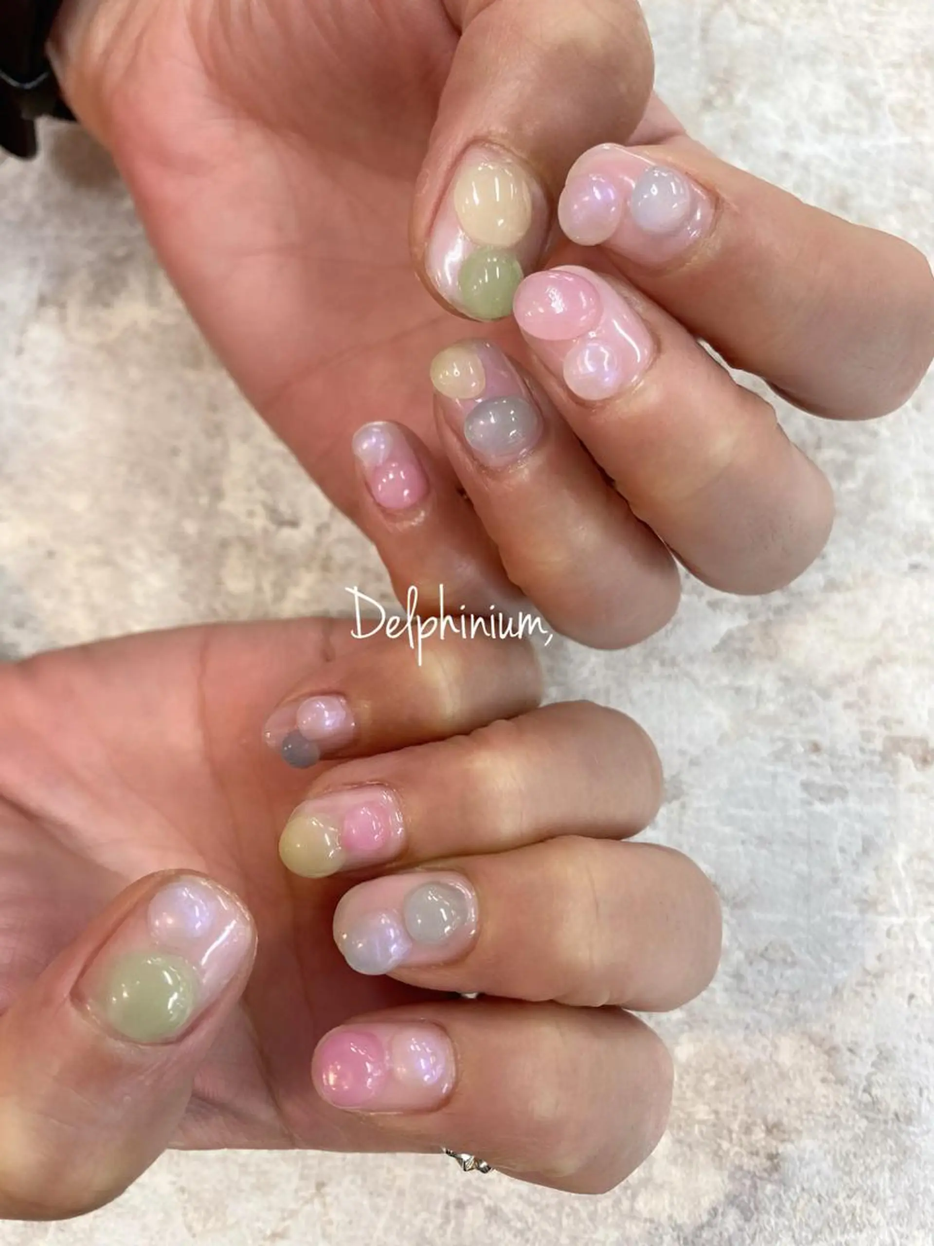 ネイル アートネイル ミラーネイル 持ち込み ショートネイル ストーンネイル ハンドネイル 岡本 友恵のネイルデザイン