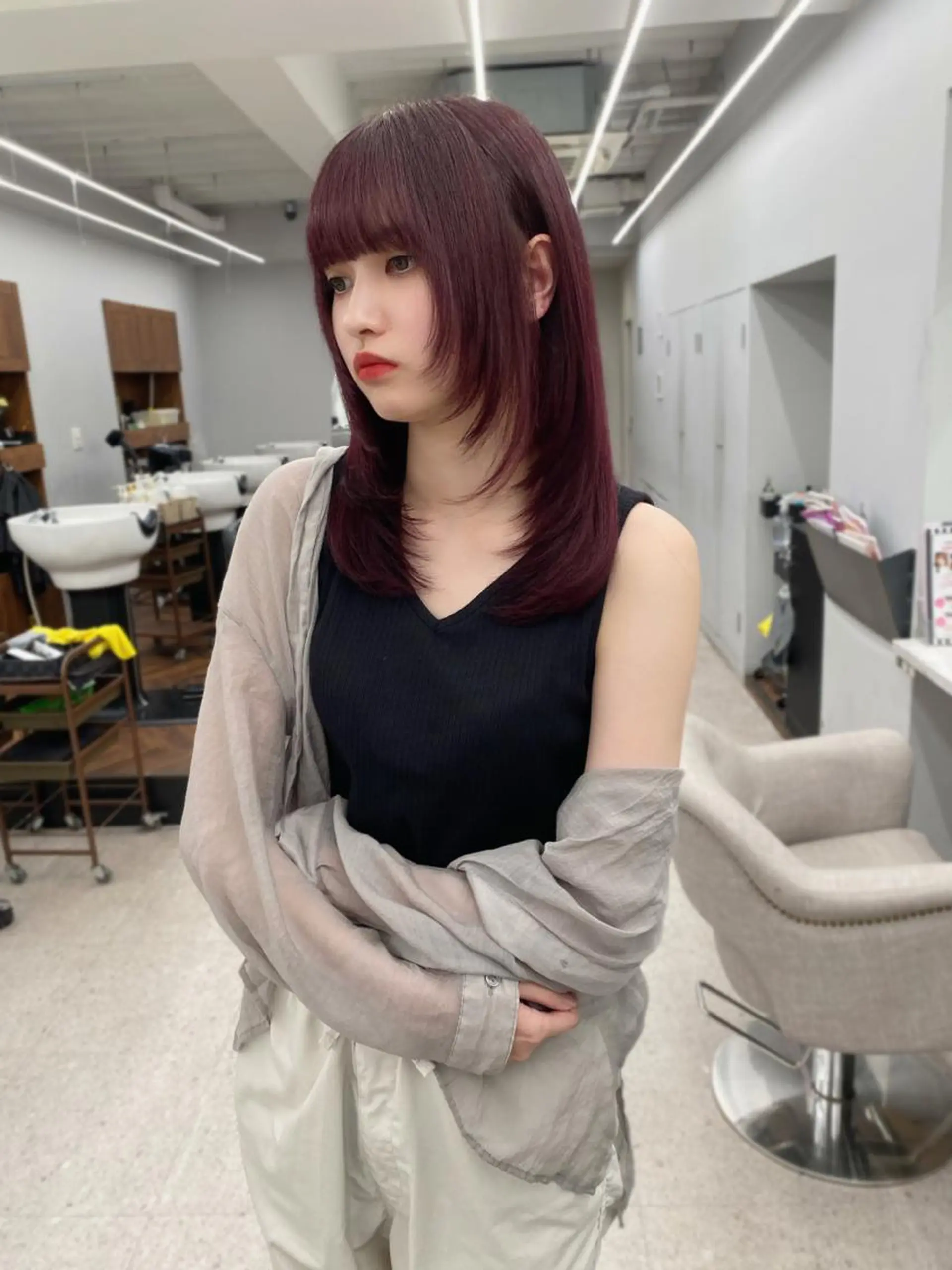 ロング カット ヘアカラー トリートメント 京都レイヤーカット/ 縮毛矯正/羽柴りくのヘアスタイル