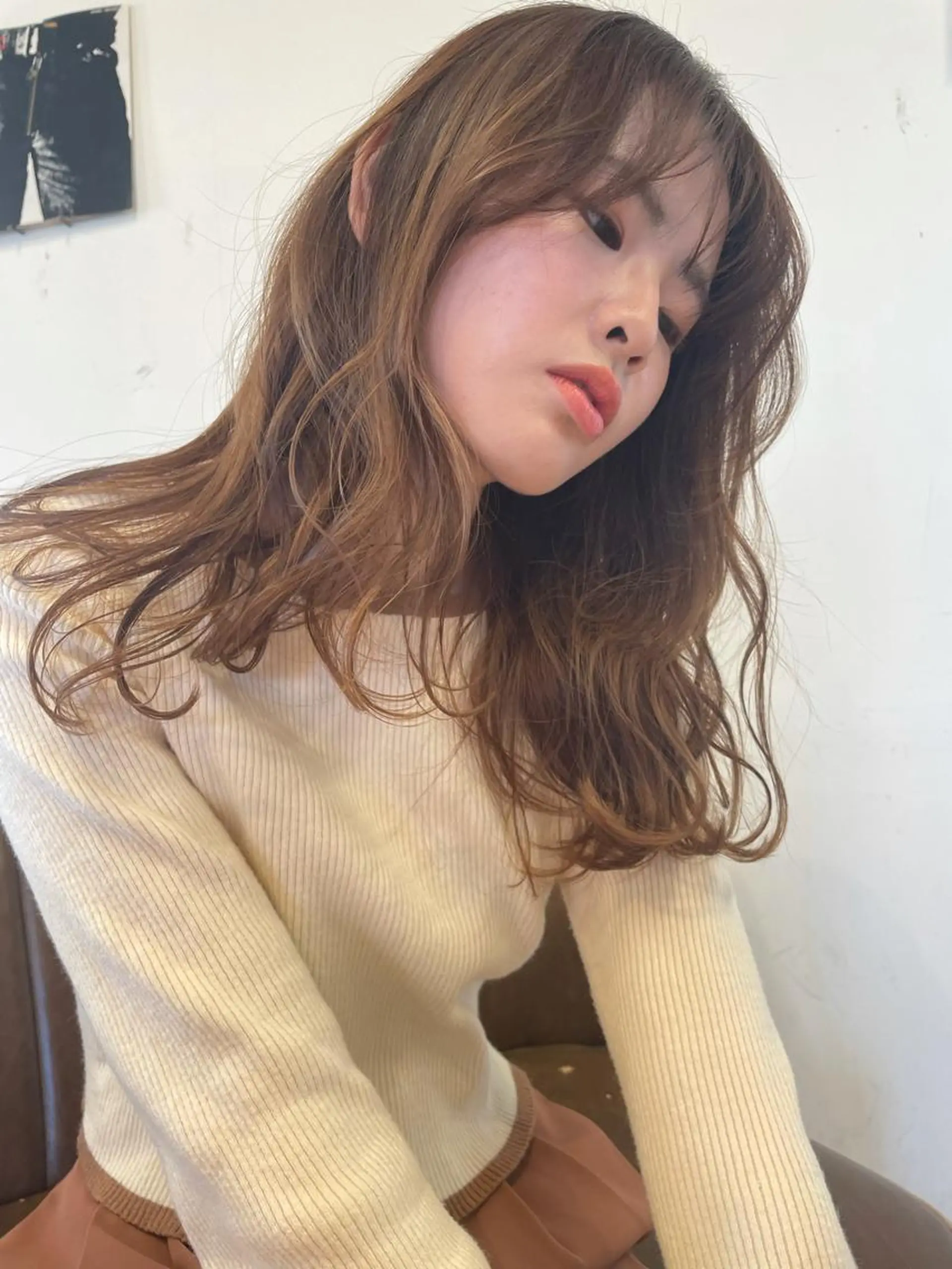 セミロング カラー 足立 悠輔のヘアスタイル