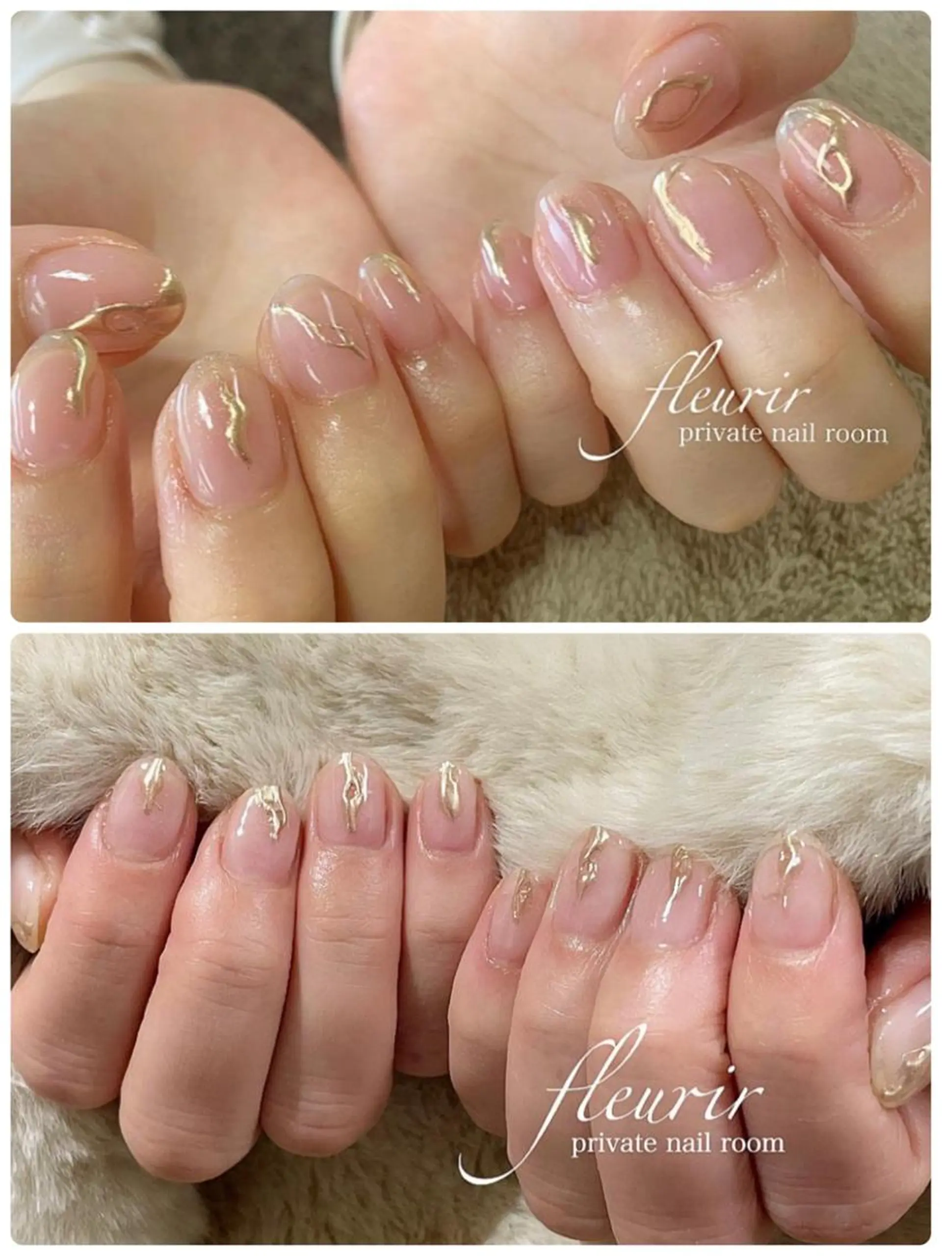 ネイル クリアネイル 長さ出し ジェルネイル ゴールド ハードジェル フルリール 【プライベートサロンのネイルデザイン