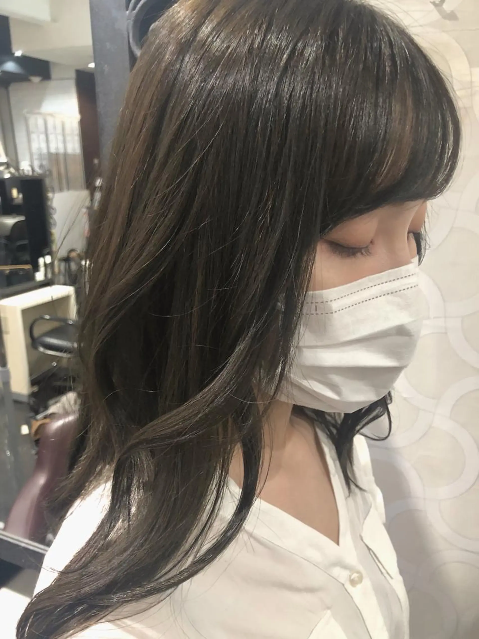 ロング カラー グレージュ オリーブグレージュ オリーブグレー 韓国ヘア ♡tomimaのヘアスタイル