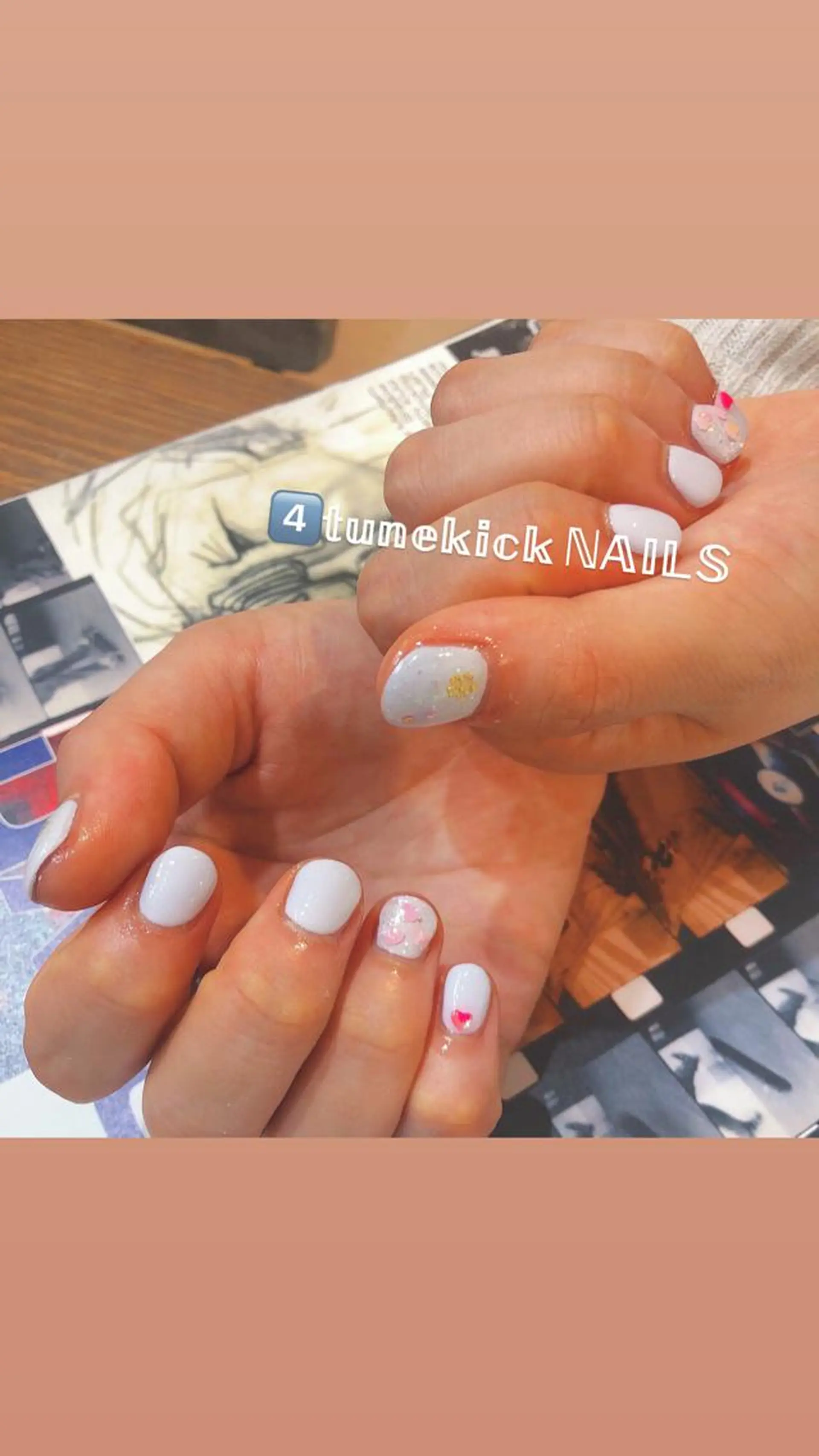 ネイル ホワイト 4tunekick NAILS(フォーチュンキックネイルズ)所属・光森 淳子のネイルデザイン
