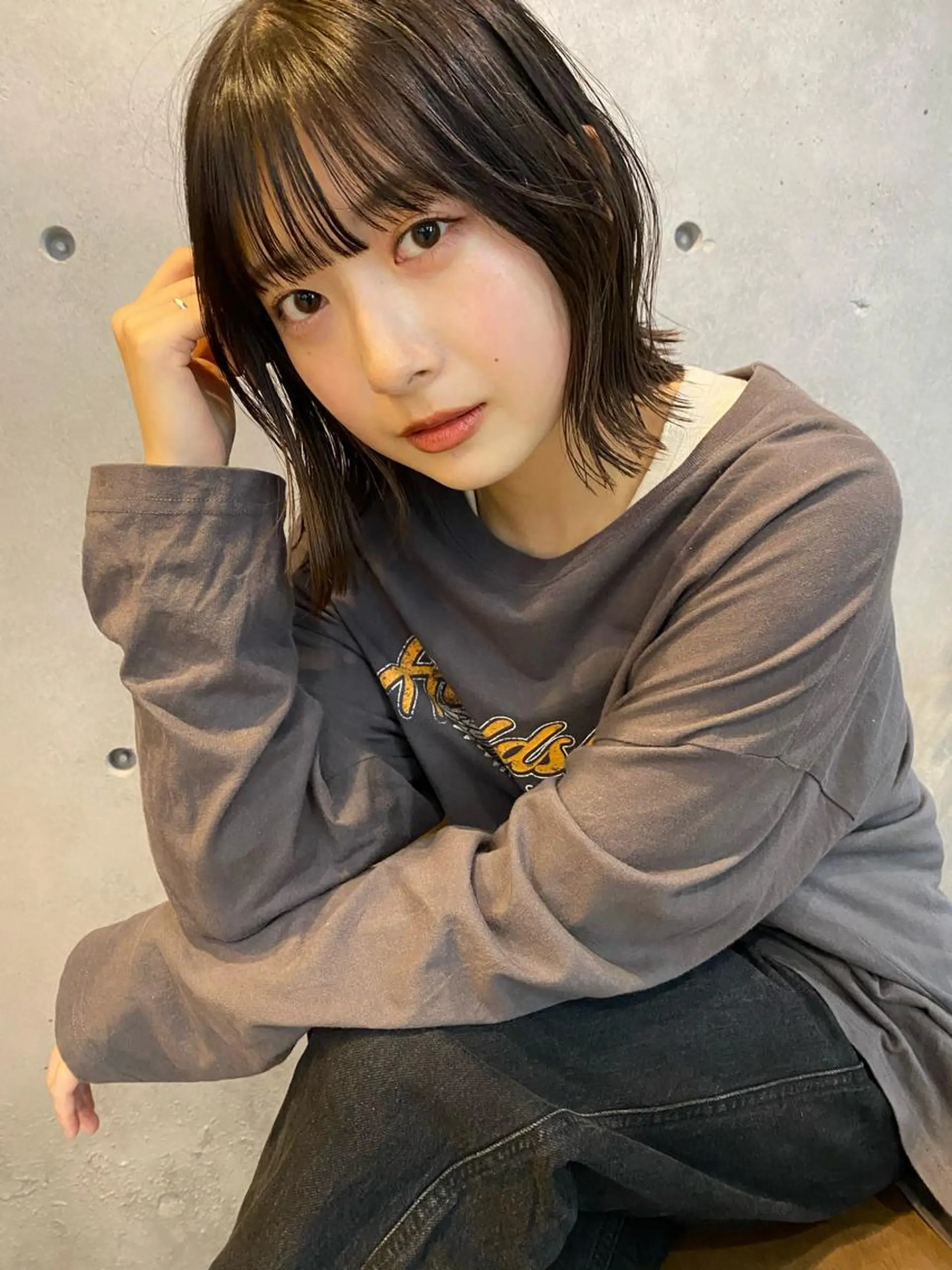 ショート カラー ボブ くびれヘア カット ヘアカラー レイヤーカット /透明感/千葉怜寿のヘアスタイル