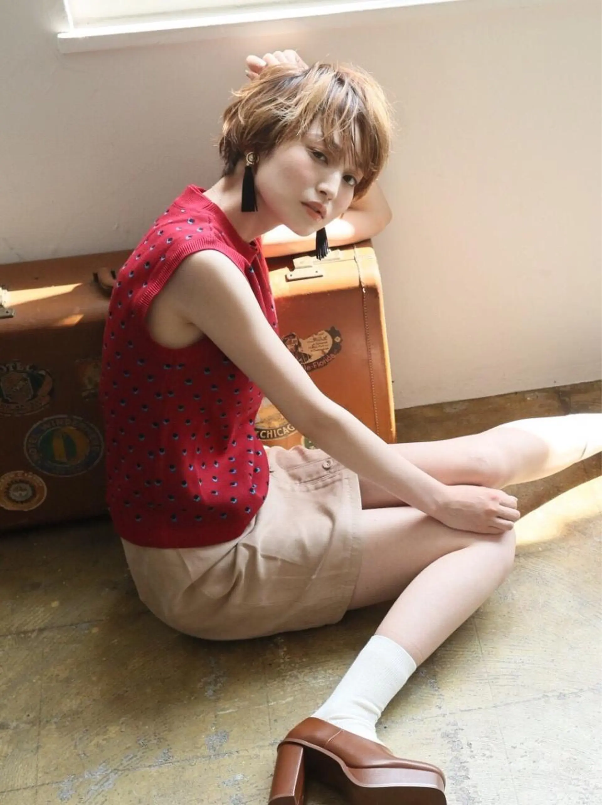 ショート カラー ヘアアレンジ due hair 京都駅前店 MILBON オージュア認定サロン【デューヘアー】所属・ハイトーンブリーチ 土坂　由志【京都】のヘアスタイル