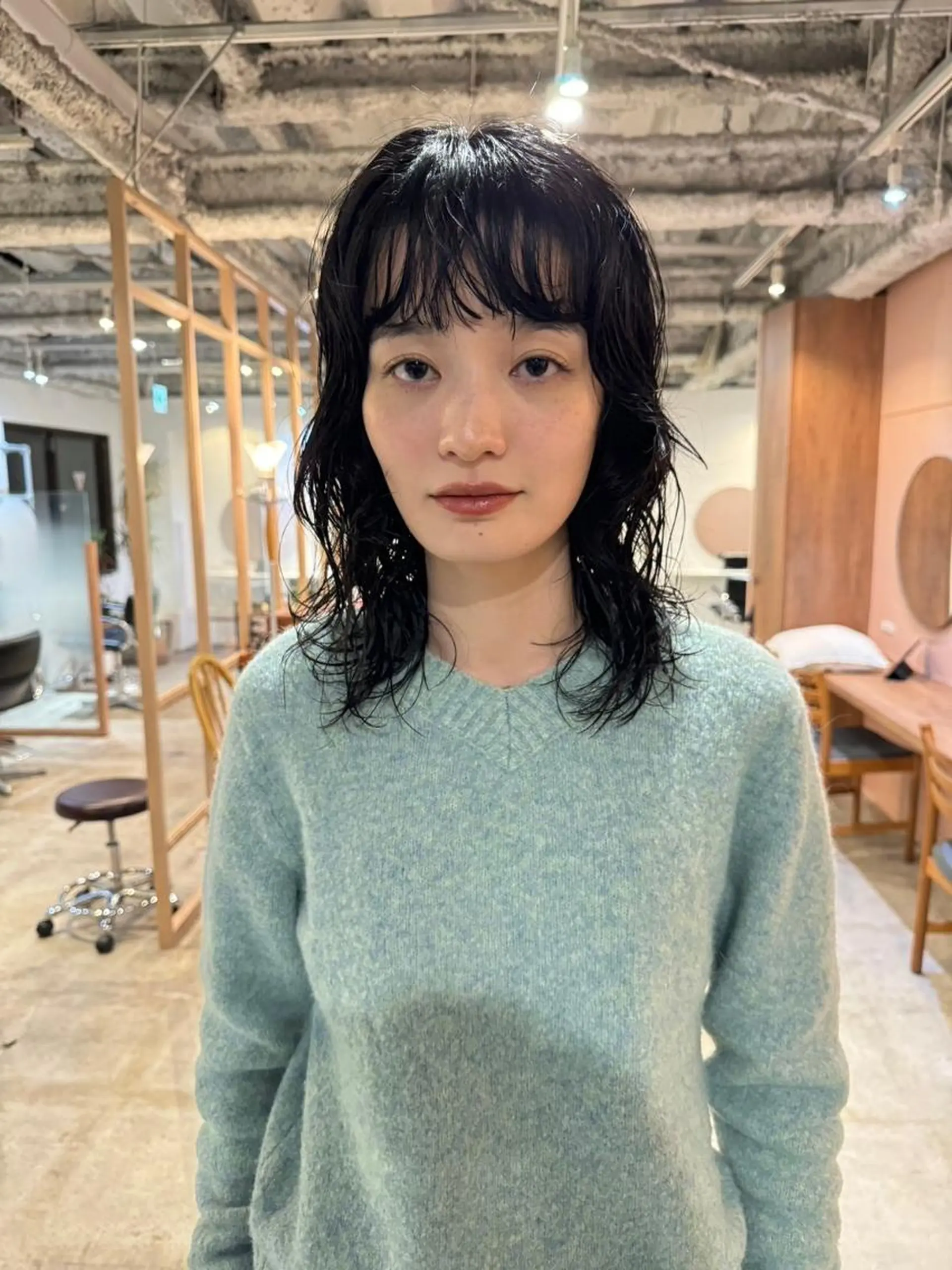 ミディアム カラー パーマ ショートボブ ミディアムパーマ アディクシーカラー ブリーチ ケアブリーチ カット ヘアカラー CEINE PATHのヘアスタイル