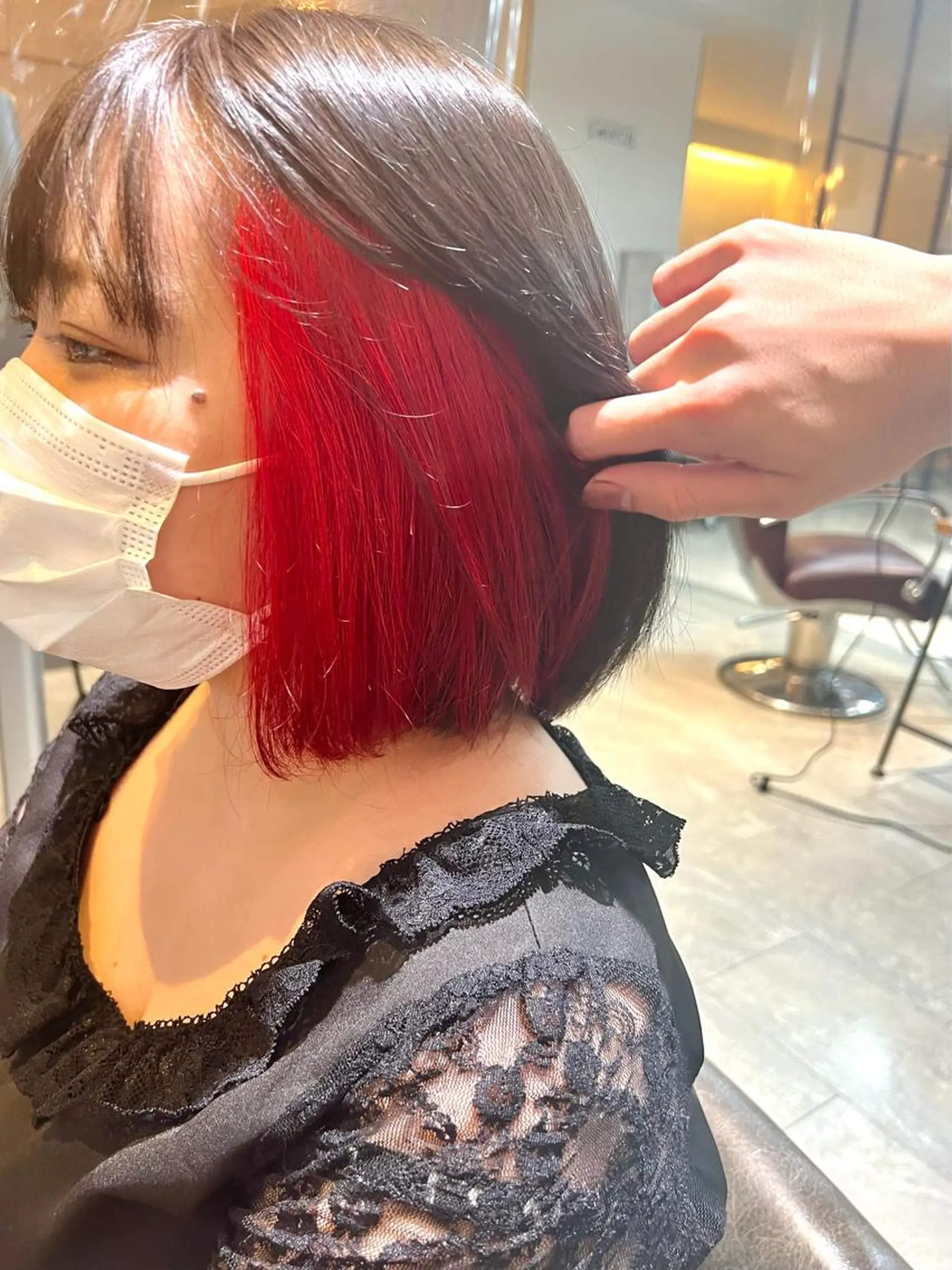 ミディアム カラー ヘアアレンジ ヘアカラー トリートメント ヘッドスパ ヘアセット 🌈インナーカラー ‘ショウマ’🌈のヘアスタイル