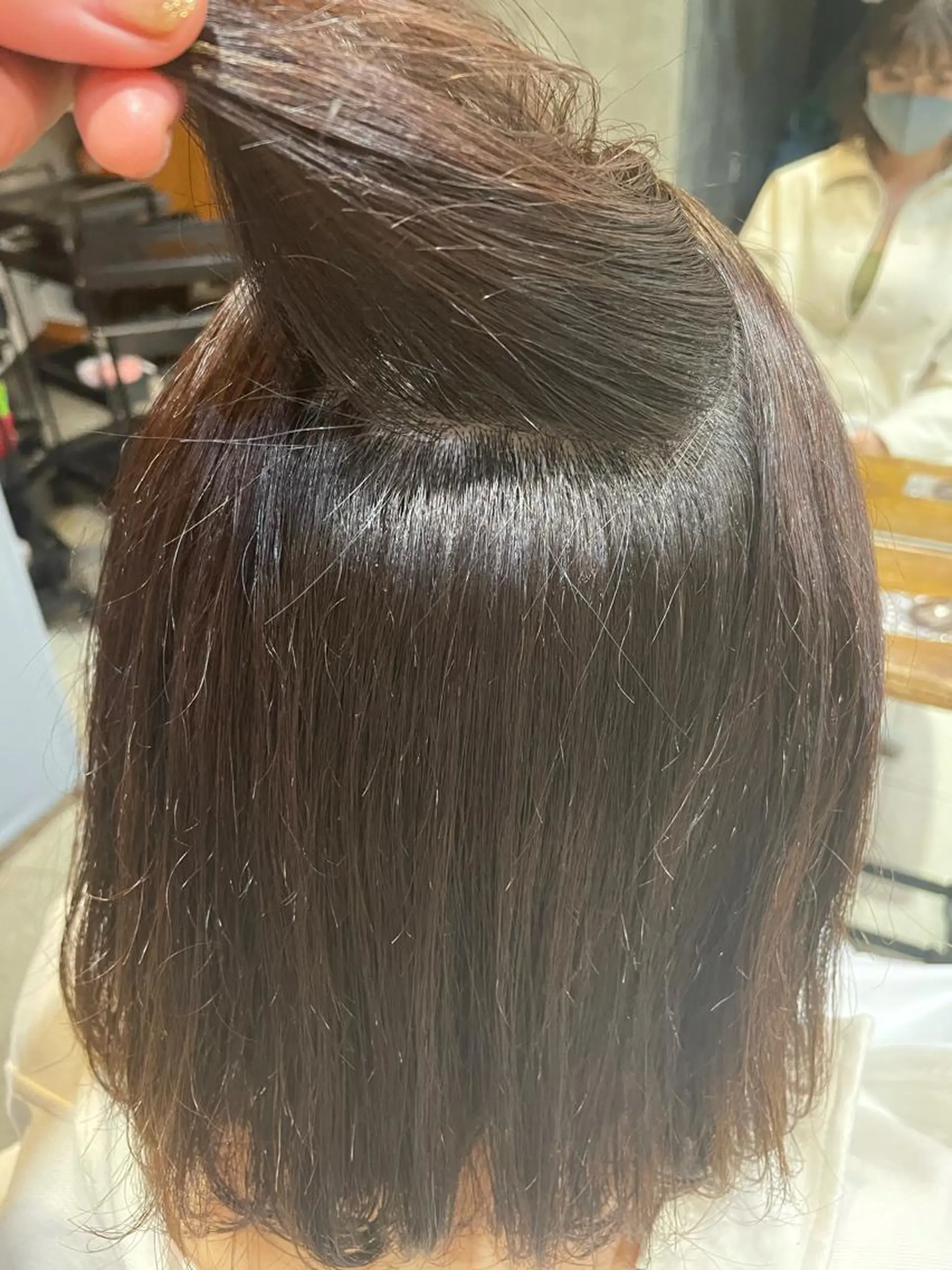 ミディアム パーマ 縮毛矯正 ヘアカラー トリートメント 髪質改善カラー&TR 縮毛矯正/弱酸性矯正のヘアスタイル