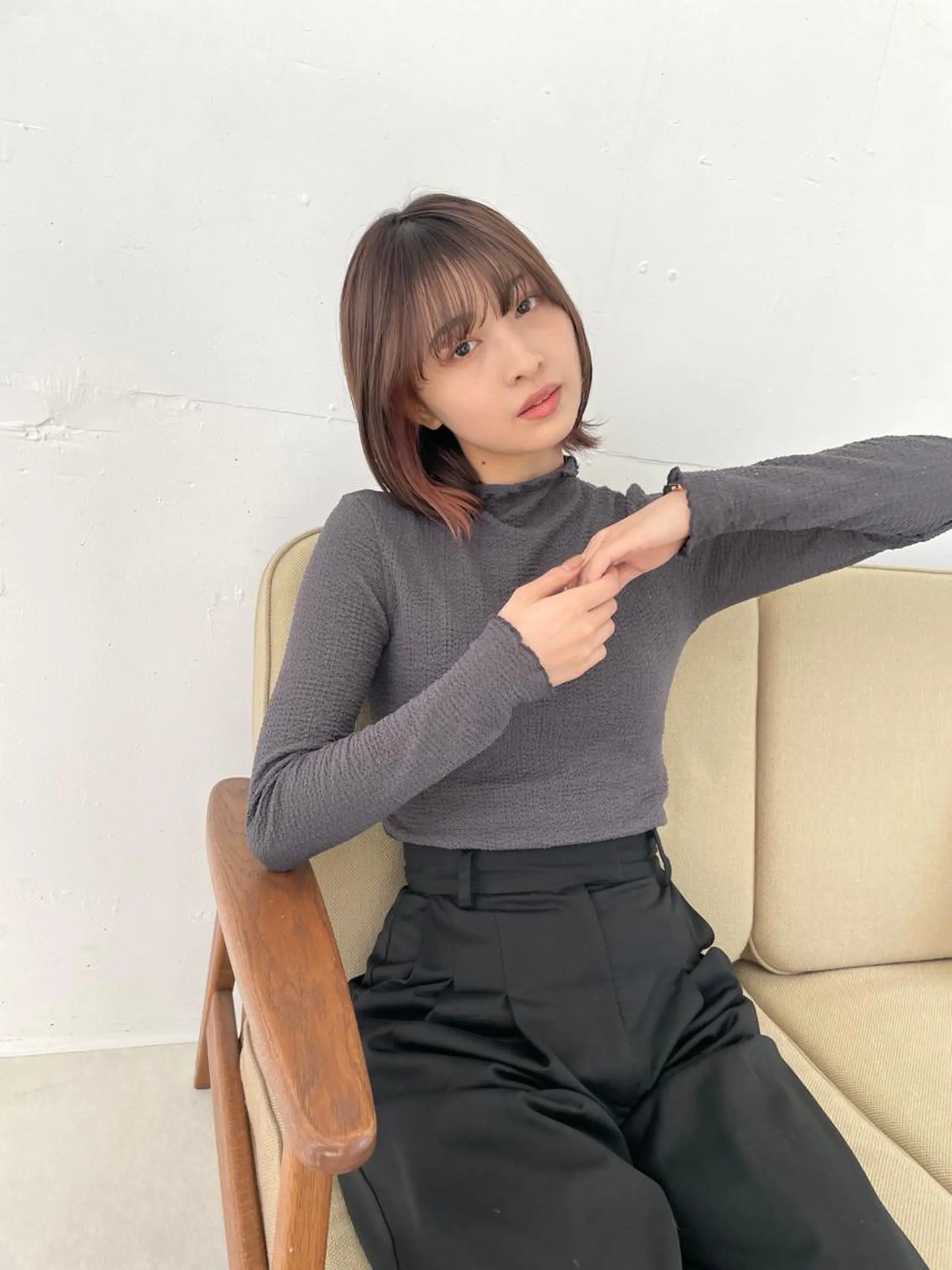 ミディアム カラー カット ヘアカラー トリートメント mood tatemachiのヘアスタイル