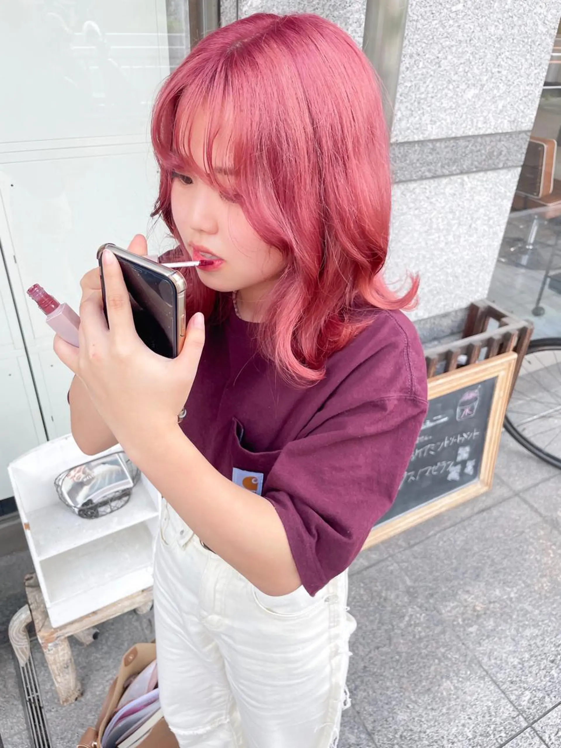 ミディアム カラー カット ヘアカラー トリートメント 高橋 みく/ minim 暖色のヘアスタイル