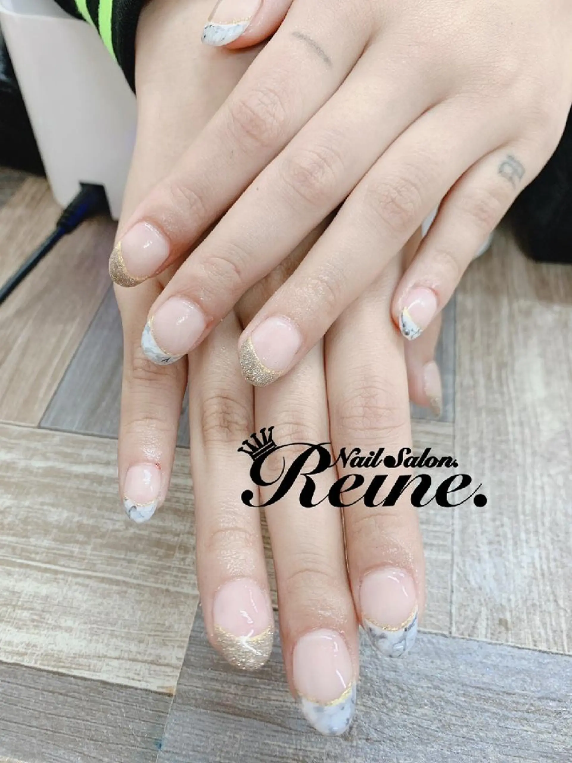 ネイル フレンチネイル 大理石ネイル(マーブル) Nailsalon Reine所属・玉栄 伶奈のネイルデザイン