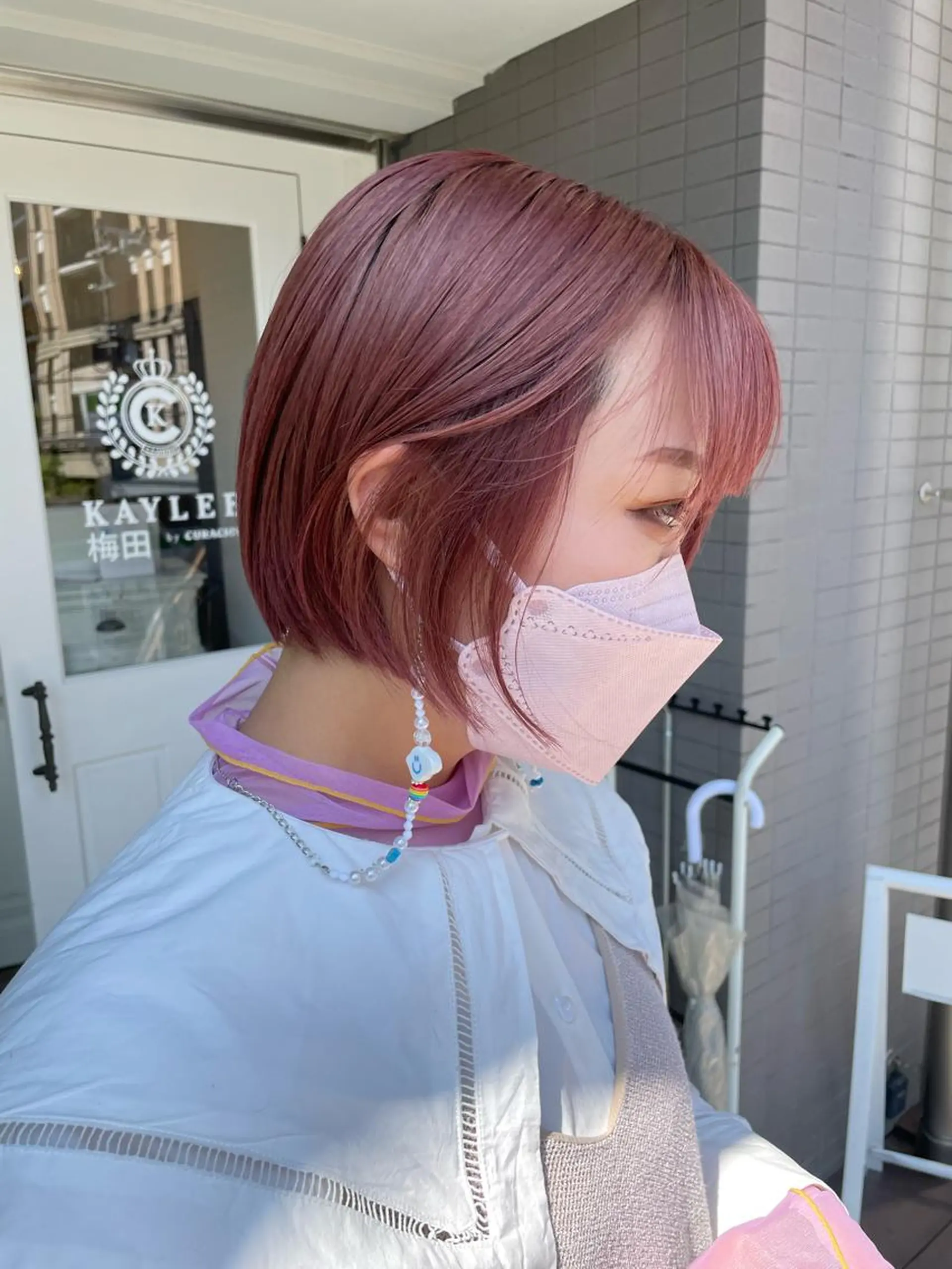 ショート カラー ヘアアレンジ ブリーチ ラベンダーカラー ラベンダーピンク ピンクカラー ヘアカラー トリートメント 酸性縮毛矯正 梅田茶屋町 Juriのヘアスタイル