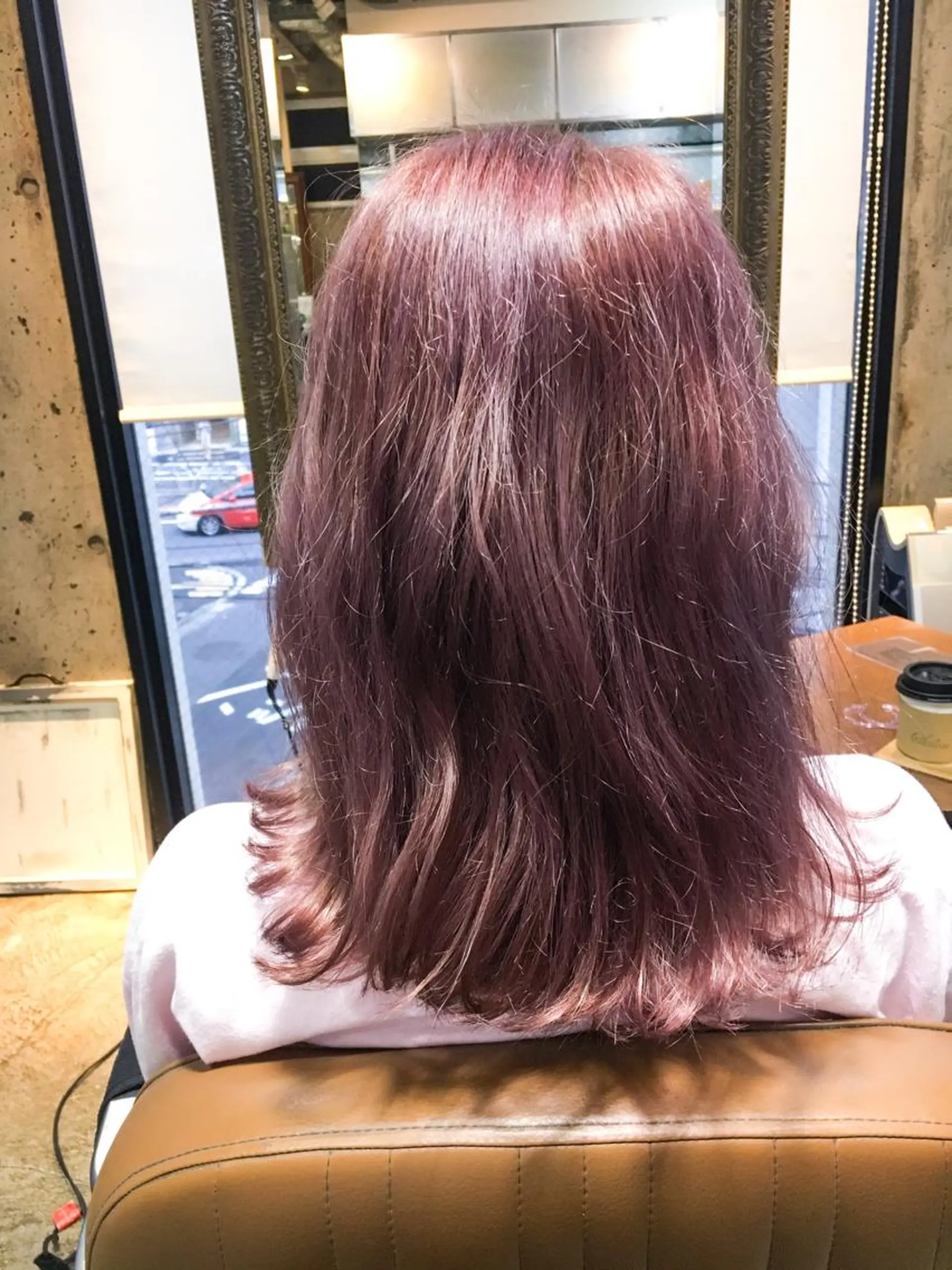 ミディアム カラー ピンクカラー 北條 優輝のヘアスタイル