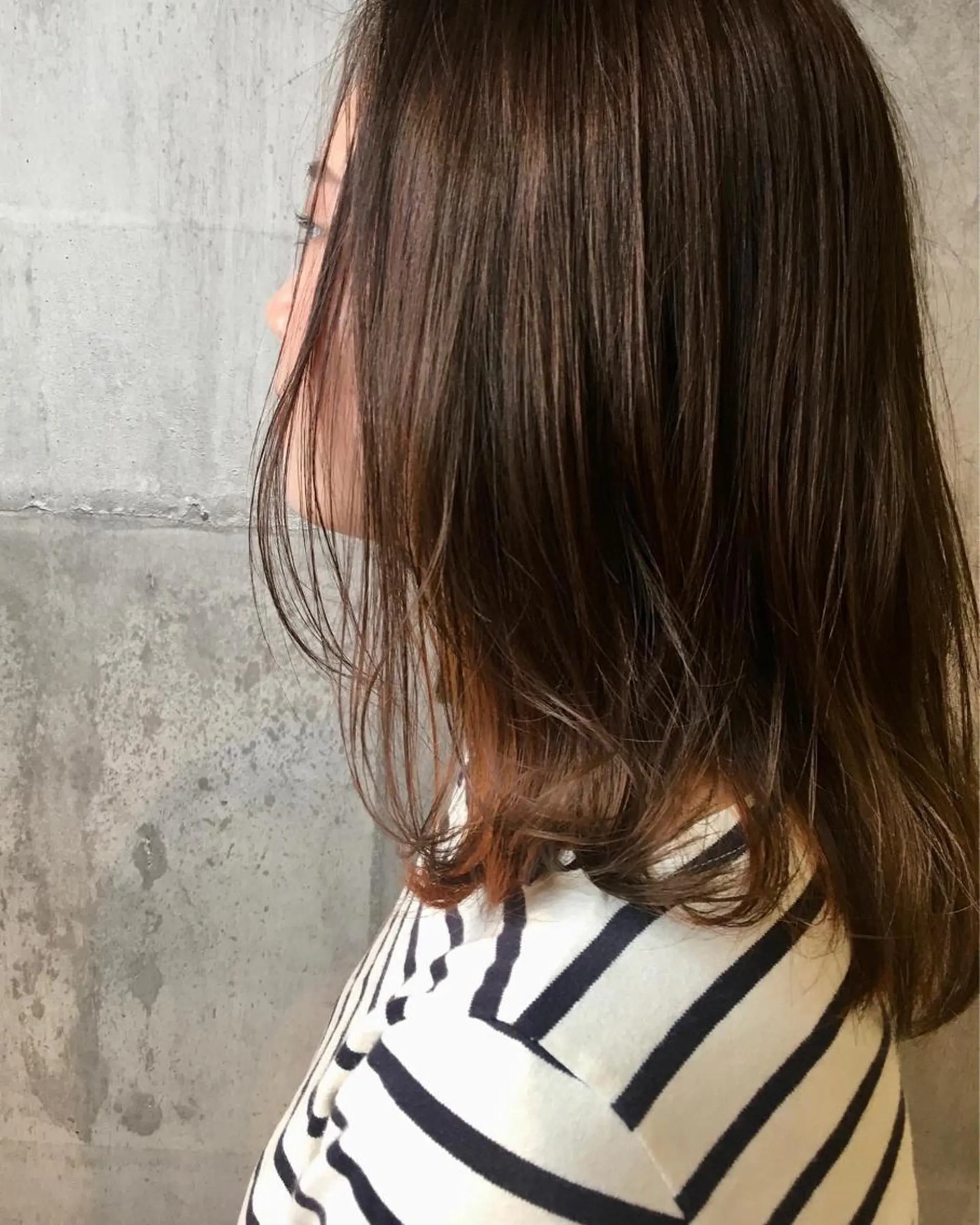 ミディアム カラー グラデーションカラー インナーカラー オレンジ カット ヘアカラー トリートメント 髪質改善ｶﾗｰ ｹｱﾌﾞﾘｰﾁ/ﾀﾑのヘアスタイル