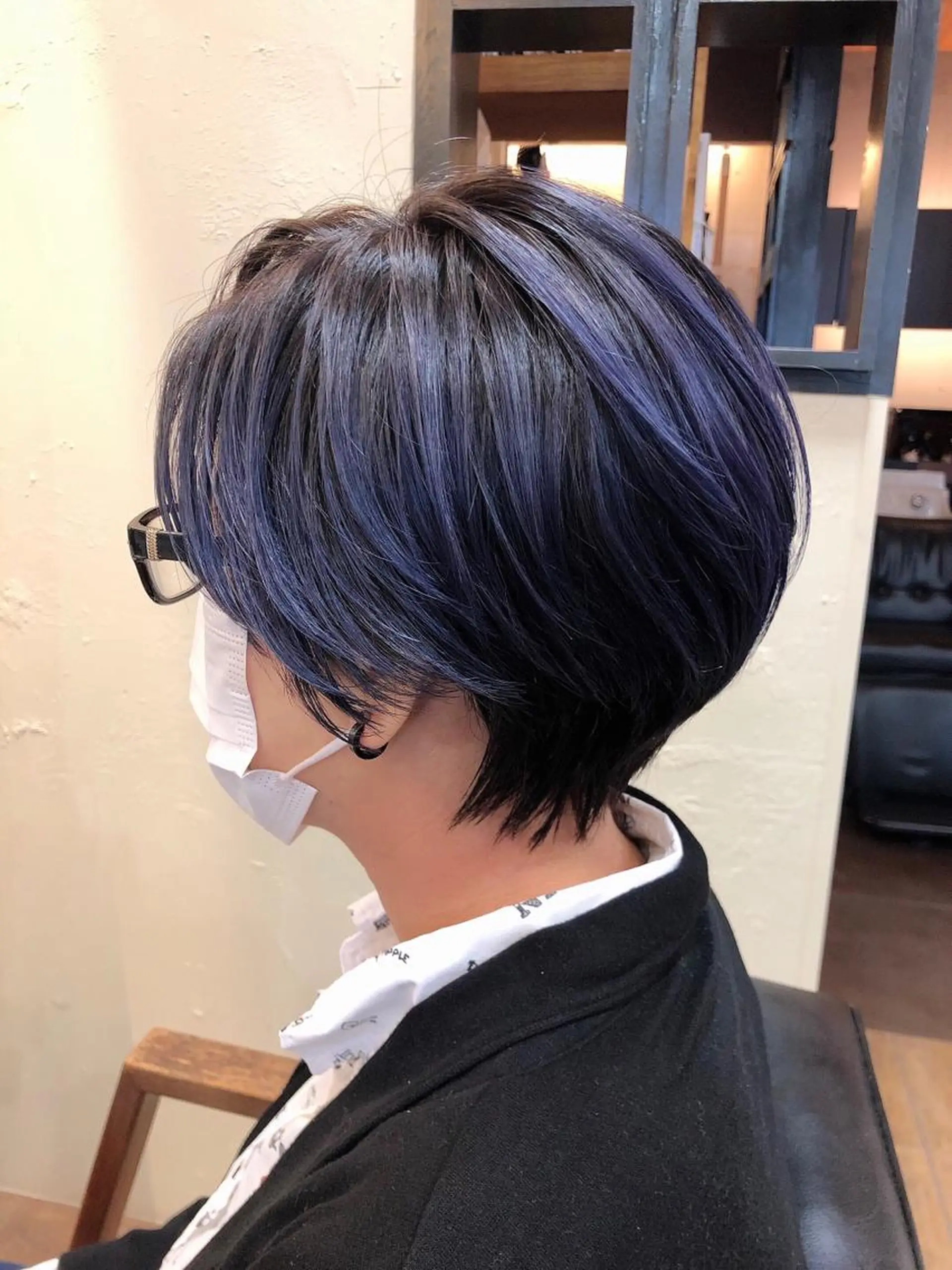 ショート カラー ブルーカラー ブルーグレー ショートヘア OPShair　ANELLO所属・ショート/ボブ/ メンズ/縮毛矯正のヘアスタイル