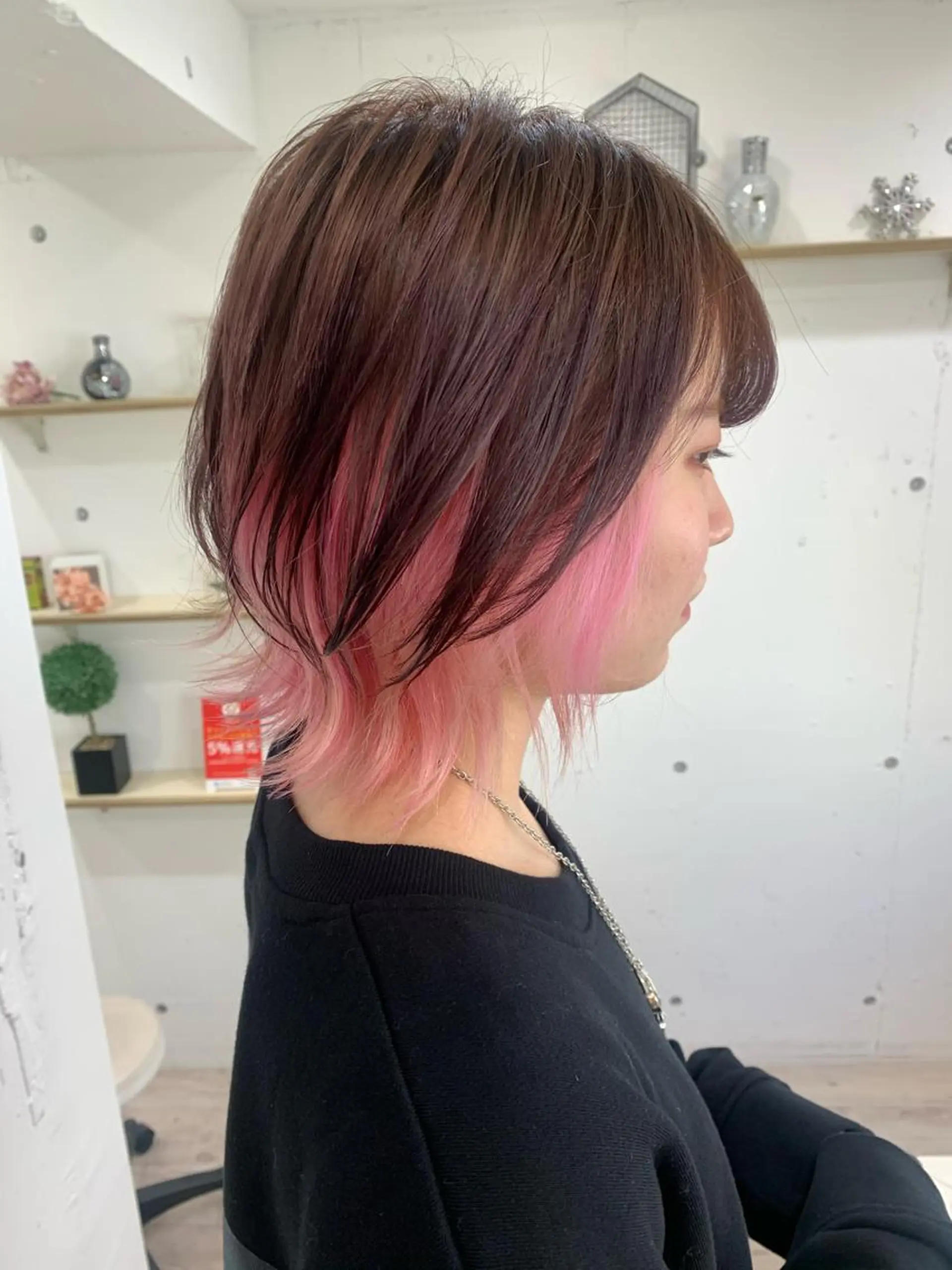 ミディアム カラー ピンクカラー ヘアカラー トリートメント 🍑艶髪✖️暖色系 ✨momoka🍑のヘアスタイル