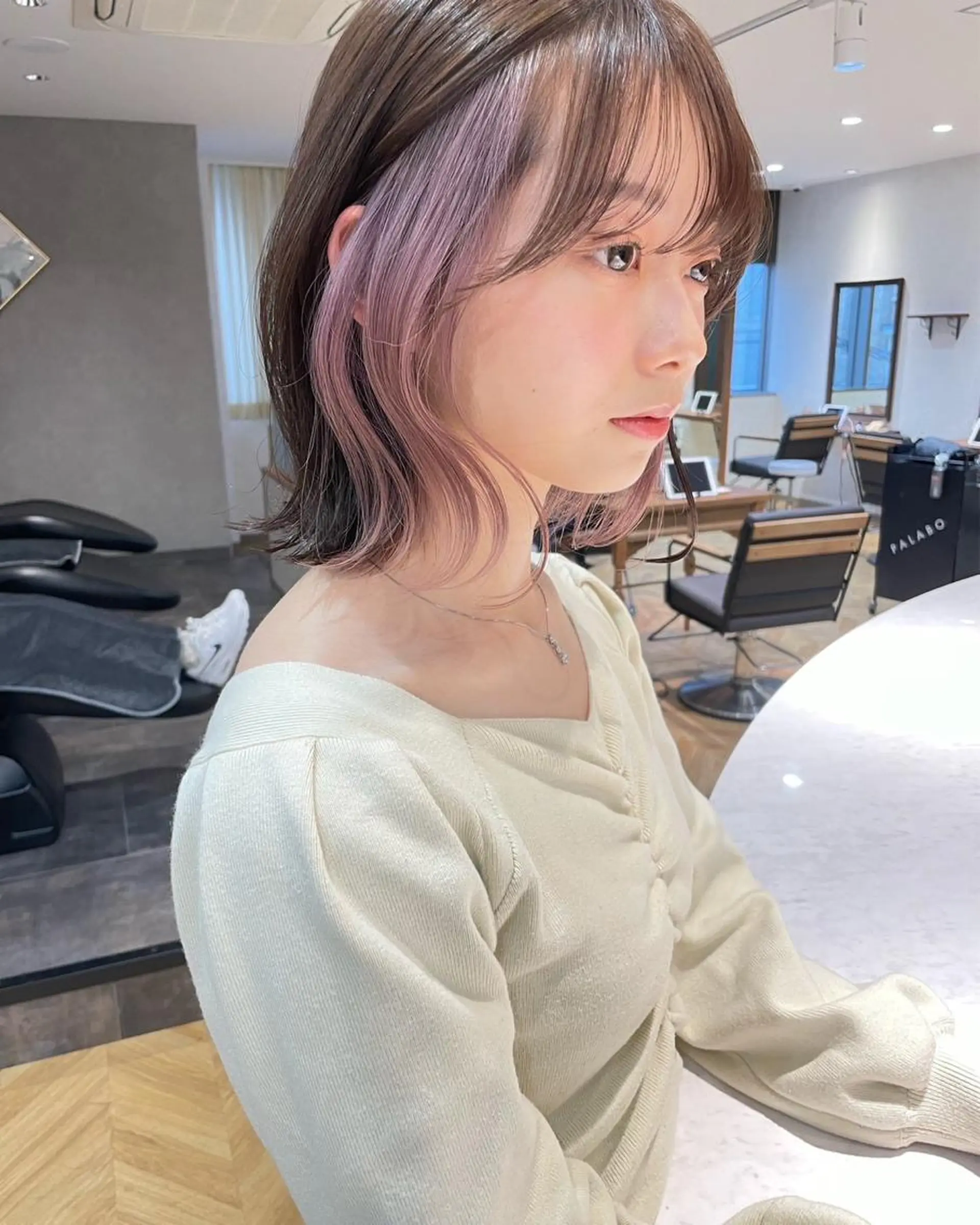 ミディアム ヘアカラー トリートメント ハイトーンヘア れおん🌙のヘアスタイル