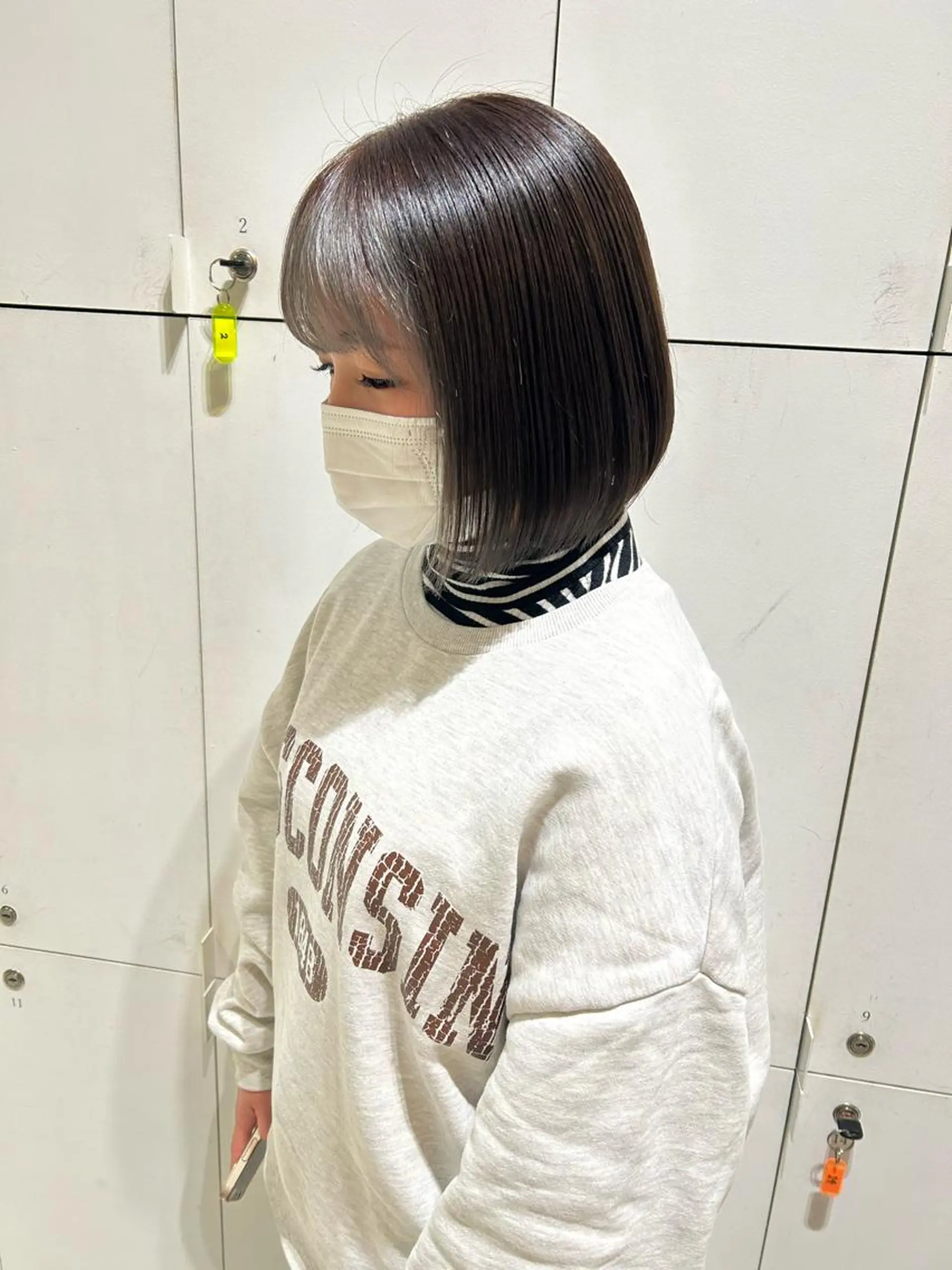 ミディアム カラー ボブ カット ヘアカラー トリートメント 透明感カラー🫧 nanohaのヘアスタイル