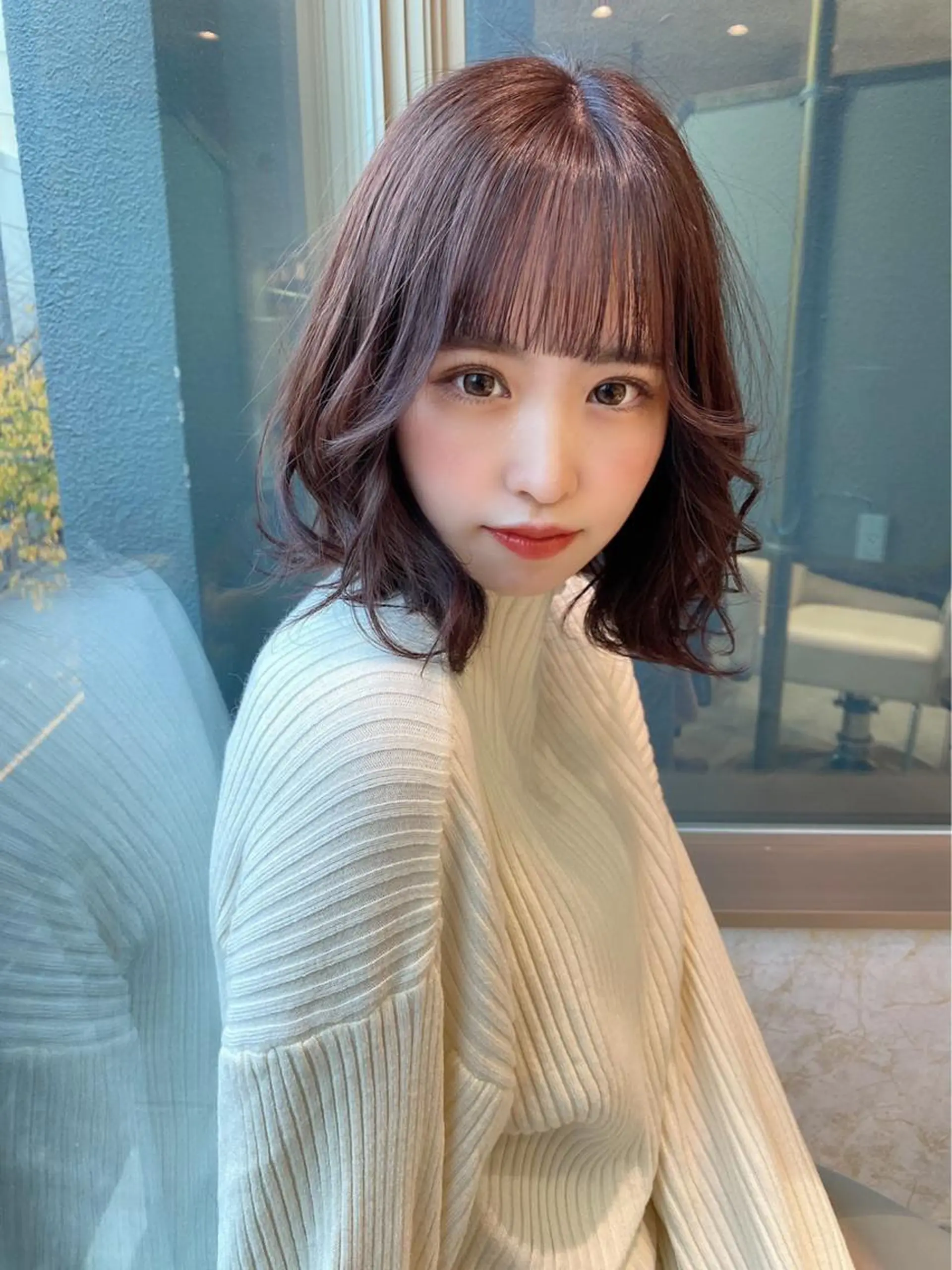 ミディアム カラー 店長/mao/ 前髪/顔周りカットのヘアスタイル