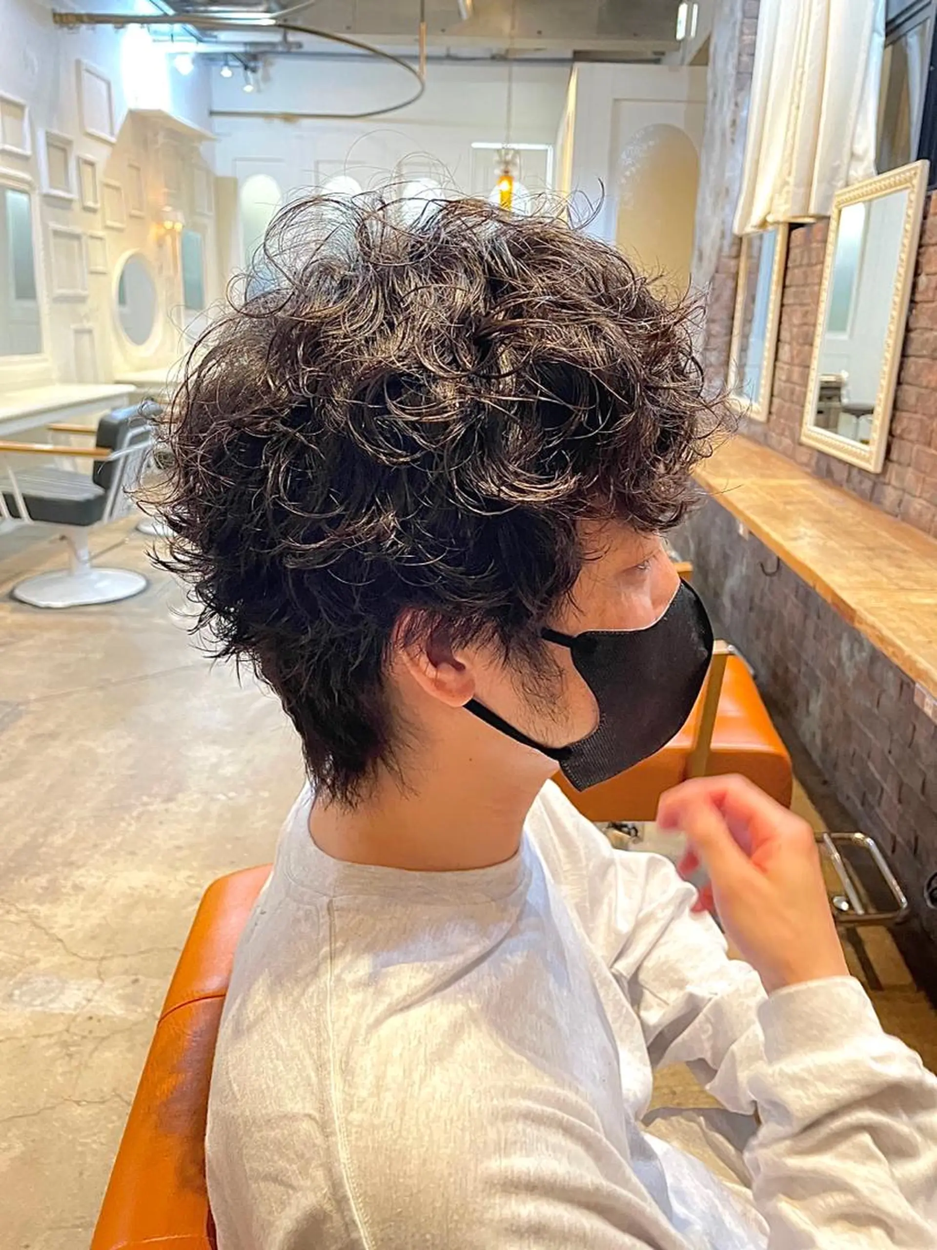 パーマ メンズ カット ミルクティー× グレージュMOMOのヘアスタイル