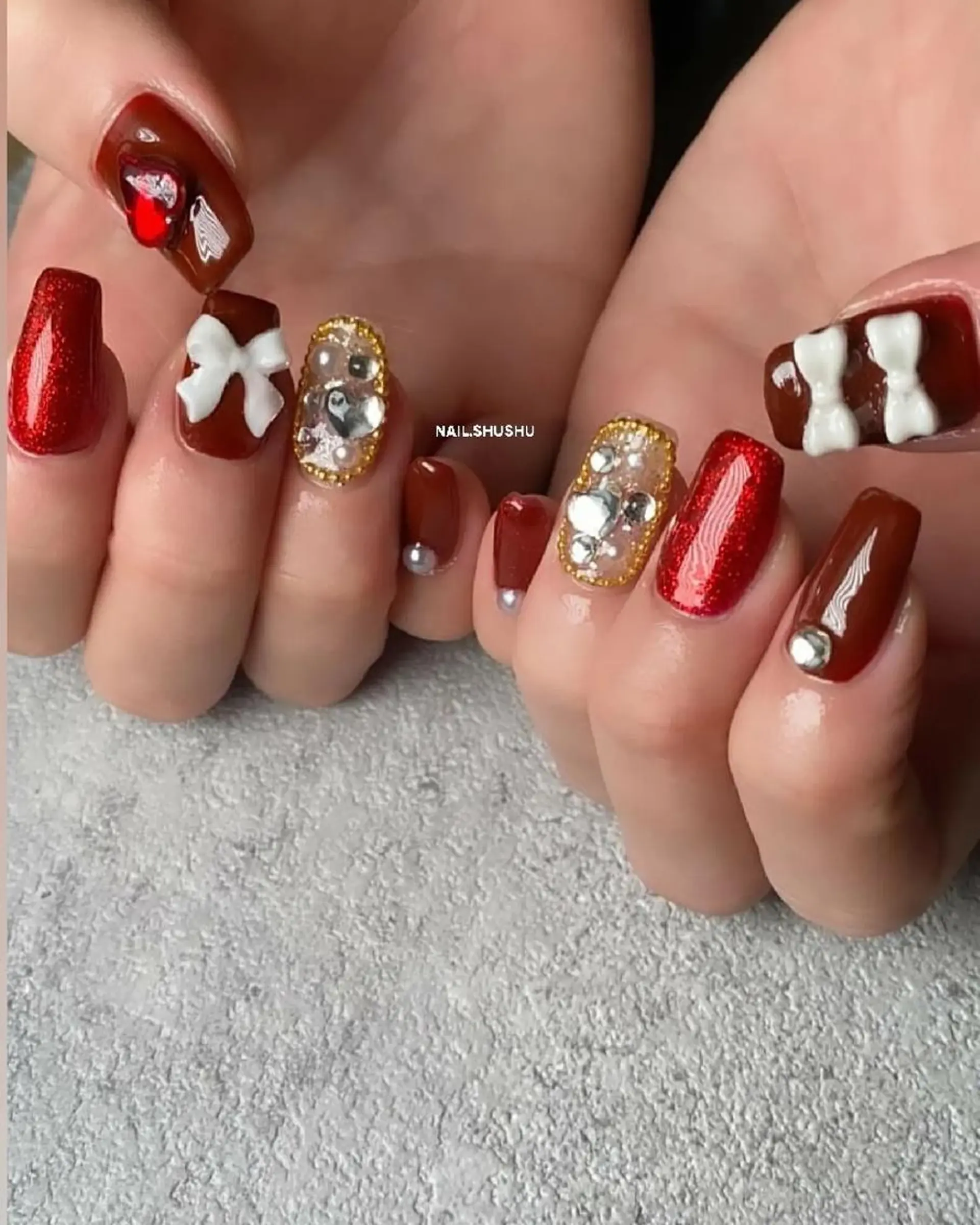 ネイル 持ち込み ニュアンスネイル ワンカラーネイル シンプルネイル バレンタイン 3dパーツ/流行り 👧shushu❤️のネイルデザイン