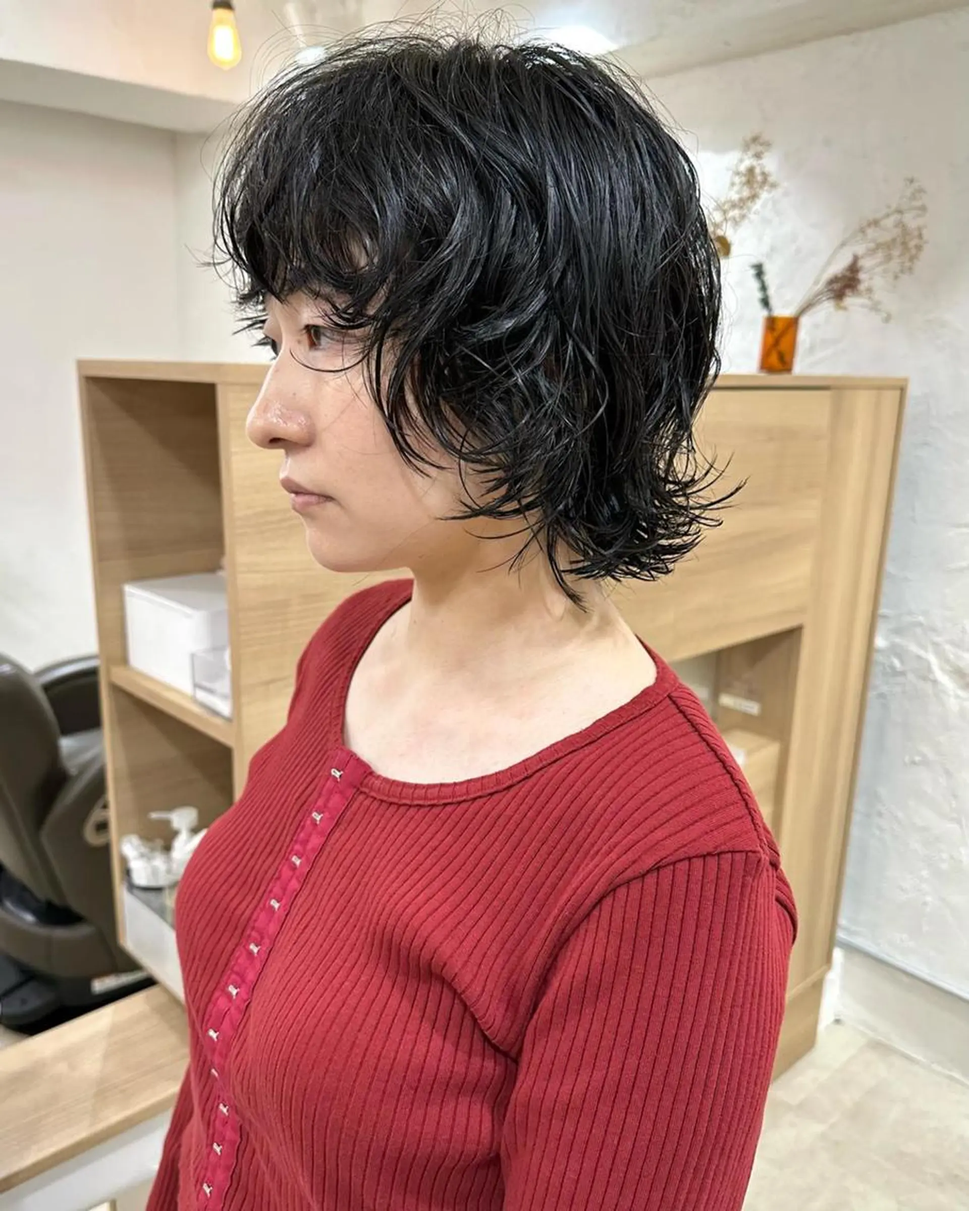 ショート カラー パーマ 切りっぱなしボブ 前下がりボブ ショートボブ 黒髪 ボブ 銀座No.1髪質改善 縮毛矯正/本木のヘアスタイル