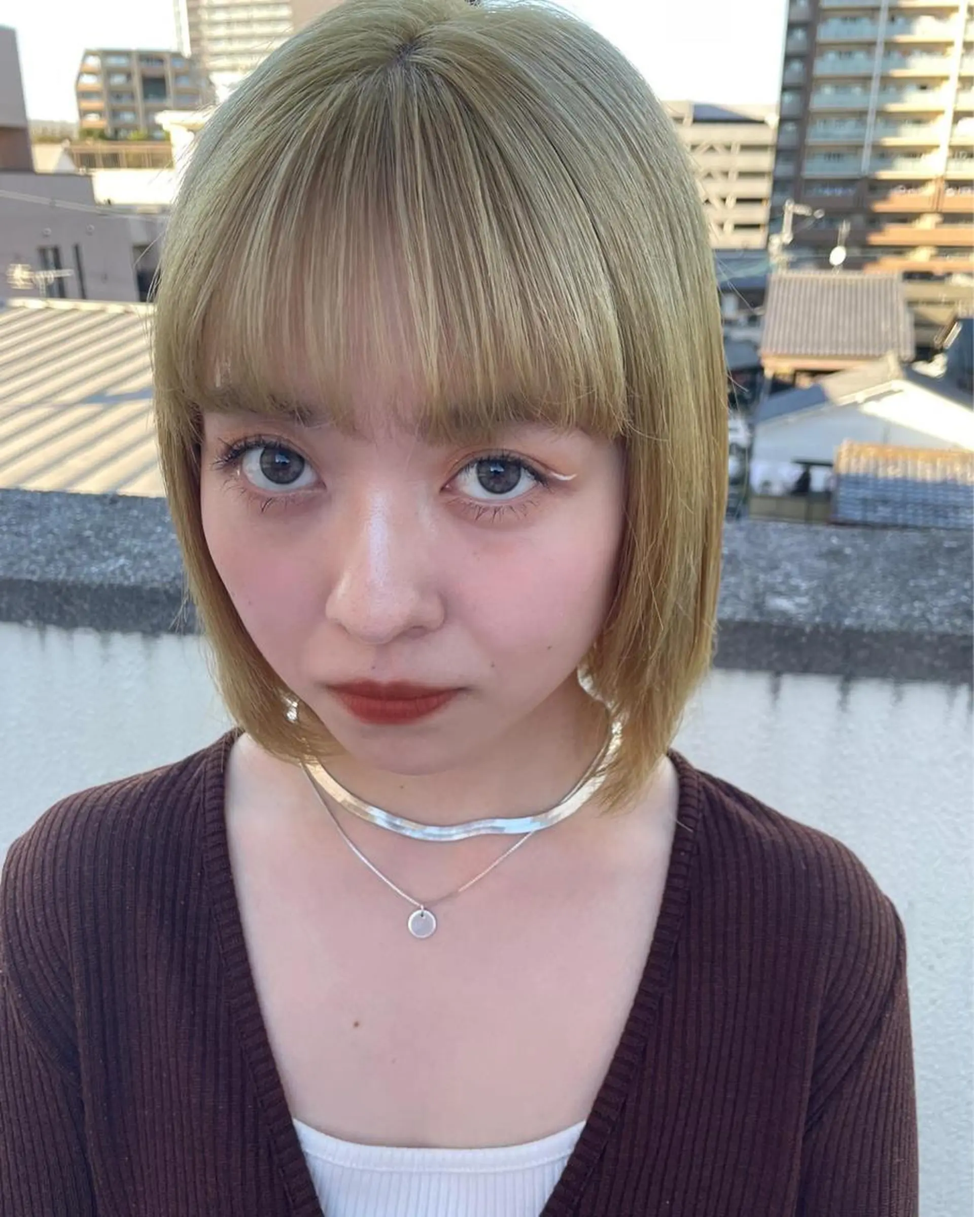 ミディアム カラー tomo🍒パーマ ハイトーン似合わせのヘアスタイル