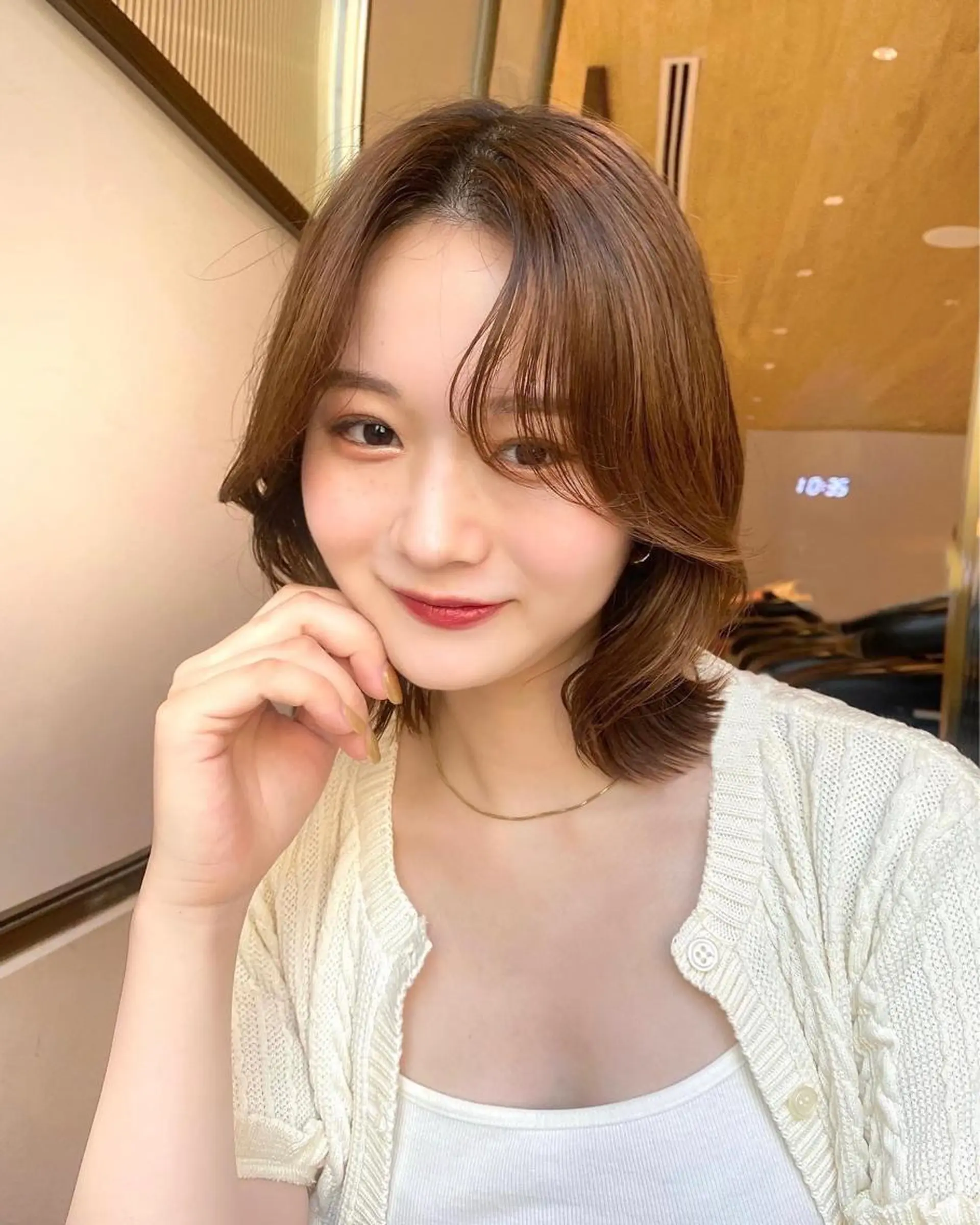 ミディアム カラー パーマ ヘアアレンジ ボブレイヤー アディクシーカラー 透明感カラー イルミナカラー ボブ カット ヘアカラー トリートメント ヘアセット 小野寺瑞希 /最小顔カットのヘアスタイル