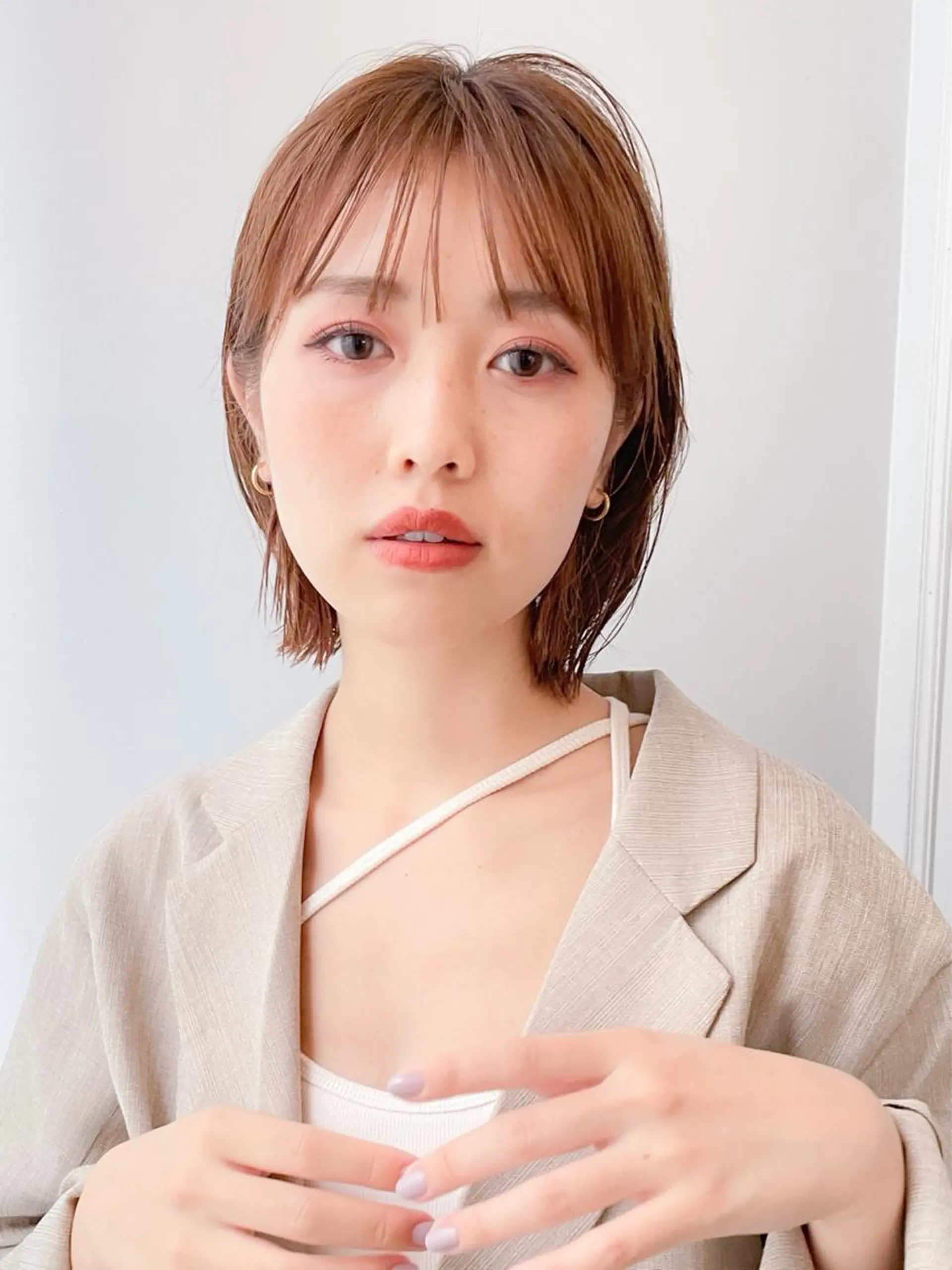 ミディアム カラー 切りっぱなしボブ ボブ カット ヘアカラー ✨カラー支持No.1 🧸ワキ カナコ🧸のヘアスタイル