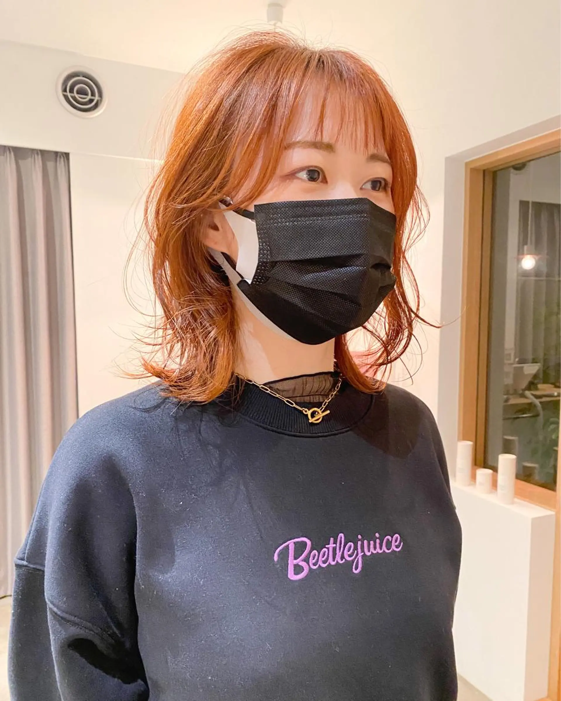 ミディアム カラー ヘアアレンジ マツエク・マツパ ブリーチ ブリーチなしカラー オレンジ カラーマツエク Nancy所属・束感まつげ❤︎ あみのマツエク・マツパデザイン