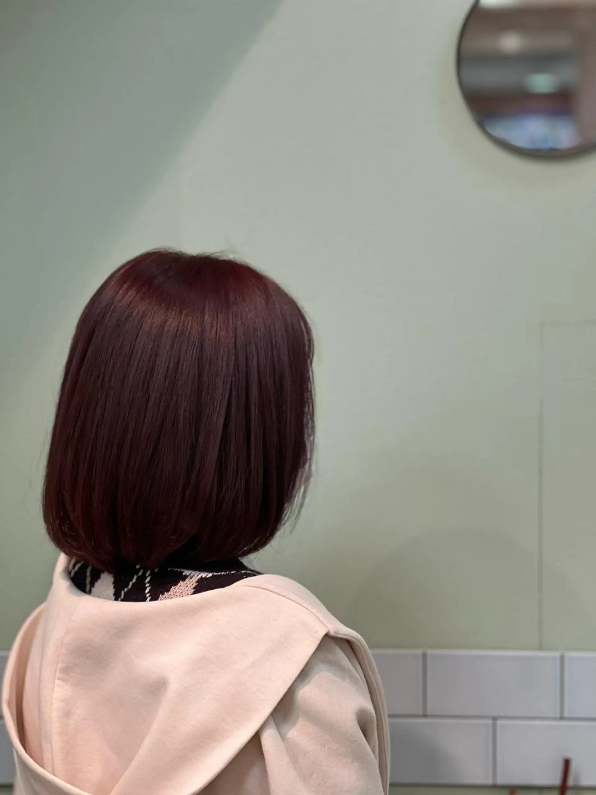 ミディアム カラー ブリーチ ブラウンカラー ブリーチなしカラー ピンクカラー ピンクブラウン 顔周りレイヤー カット❄️石川瑠青のヘアスタイル