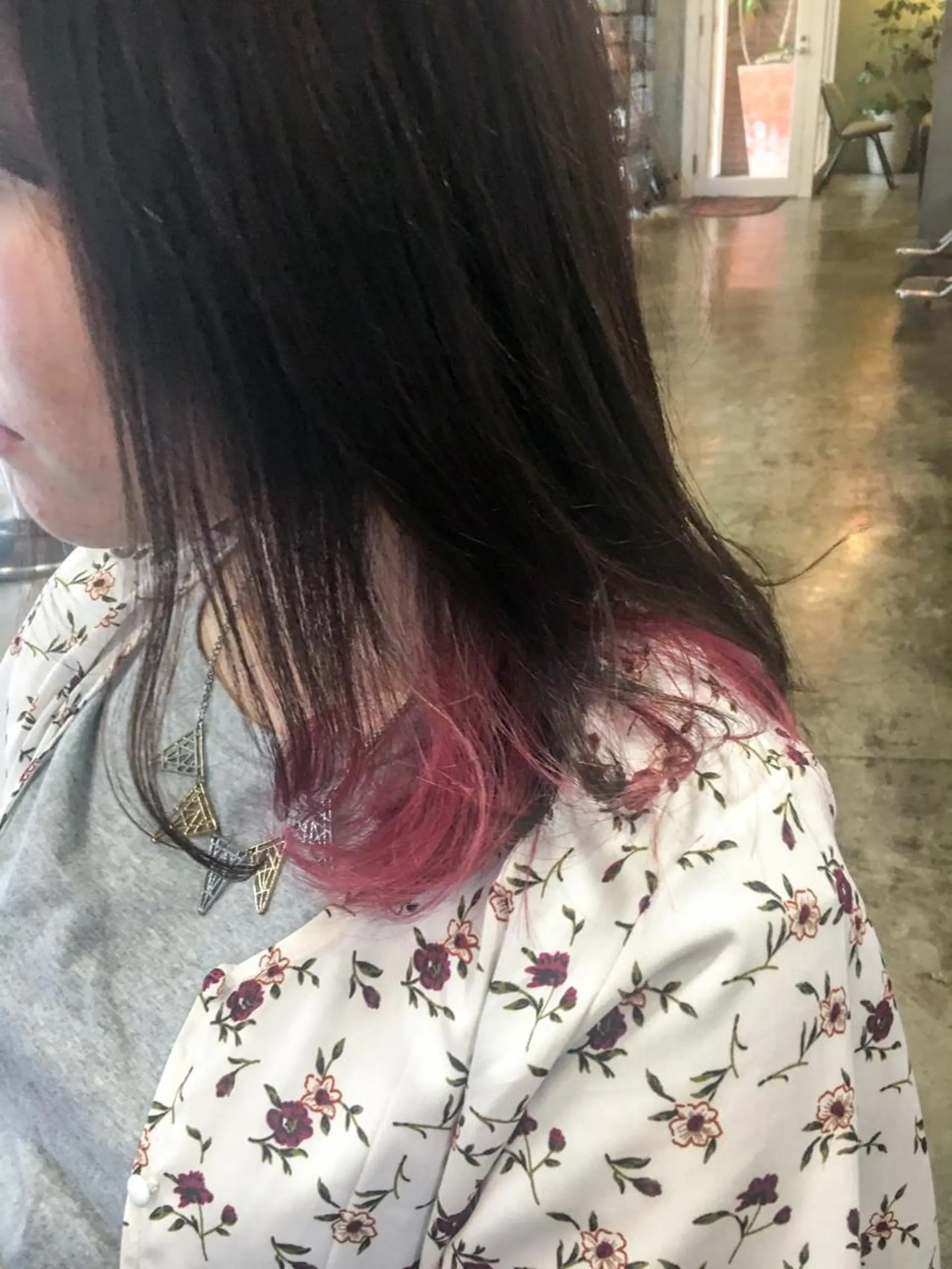 セミロング カラー ピンクカラー 北條 優輝のヘアスタイル