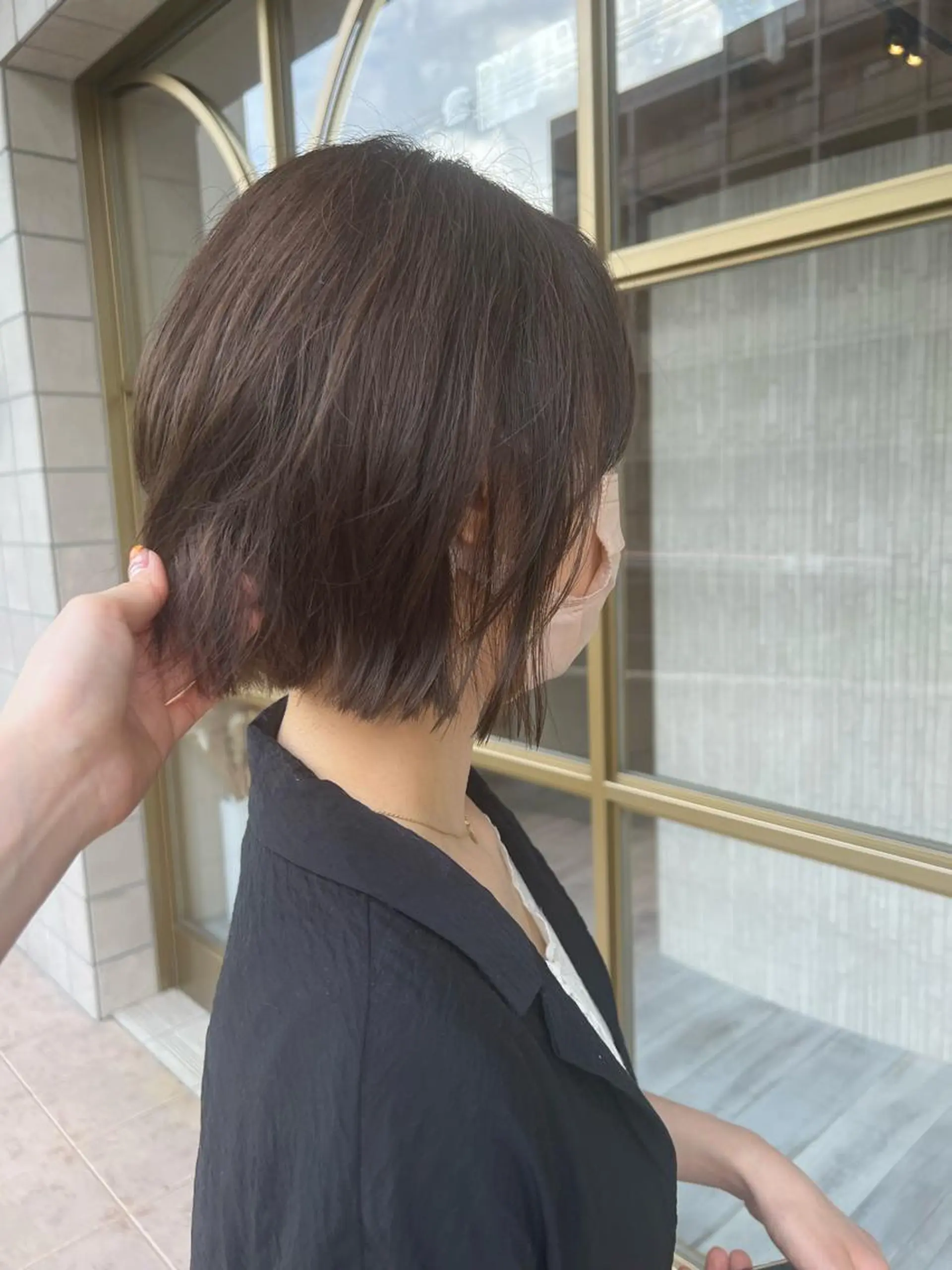 ショート 切りっぱなしボブ ボブ カット ヘアカラー トリートメント Aya/四条烏丸/ インナーカラーのヘアスタイル