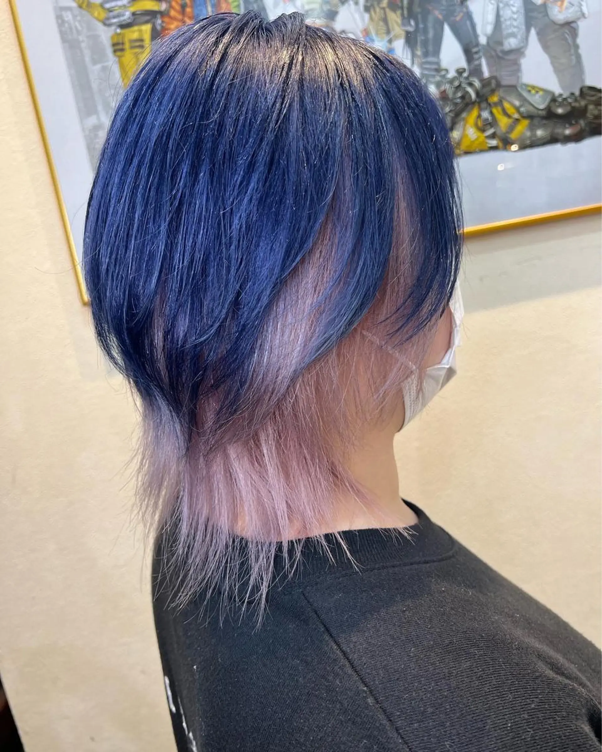 ショート カラー ブルーカラー インナーカラー ネイビーカラー ピンクカラー 髪質改善 ヘアカラー まさき✂︎ブリーチ／ デザインカラーのヘアスタイル