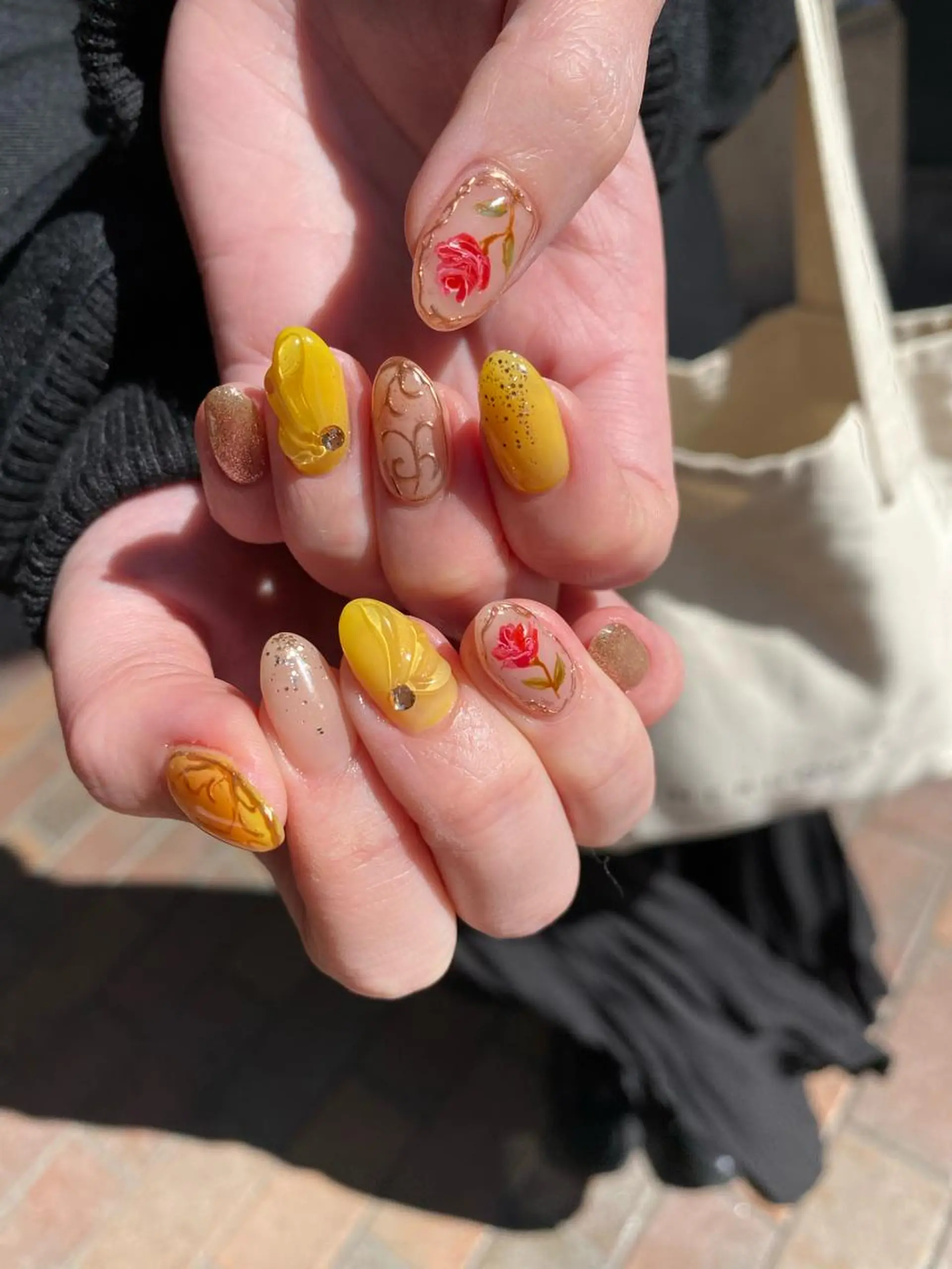 ネイル ブラウン 黄色 ハンドネイル nail salon  ∞ mikanal ∞所属・nailsalon ∞ ﾐｶﾅﾙ ∞のネイルデザイン