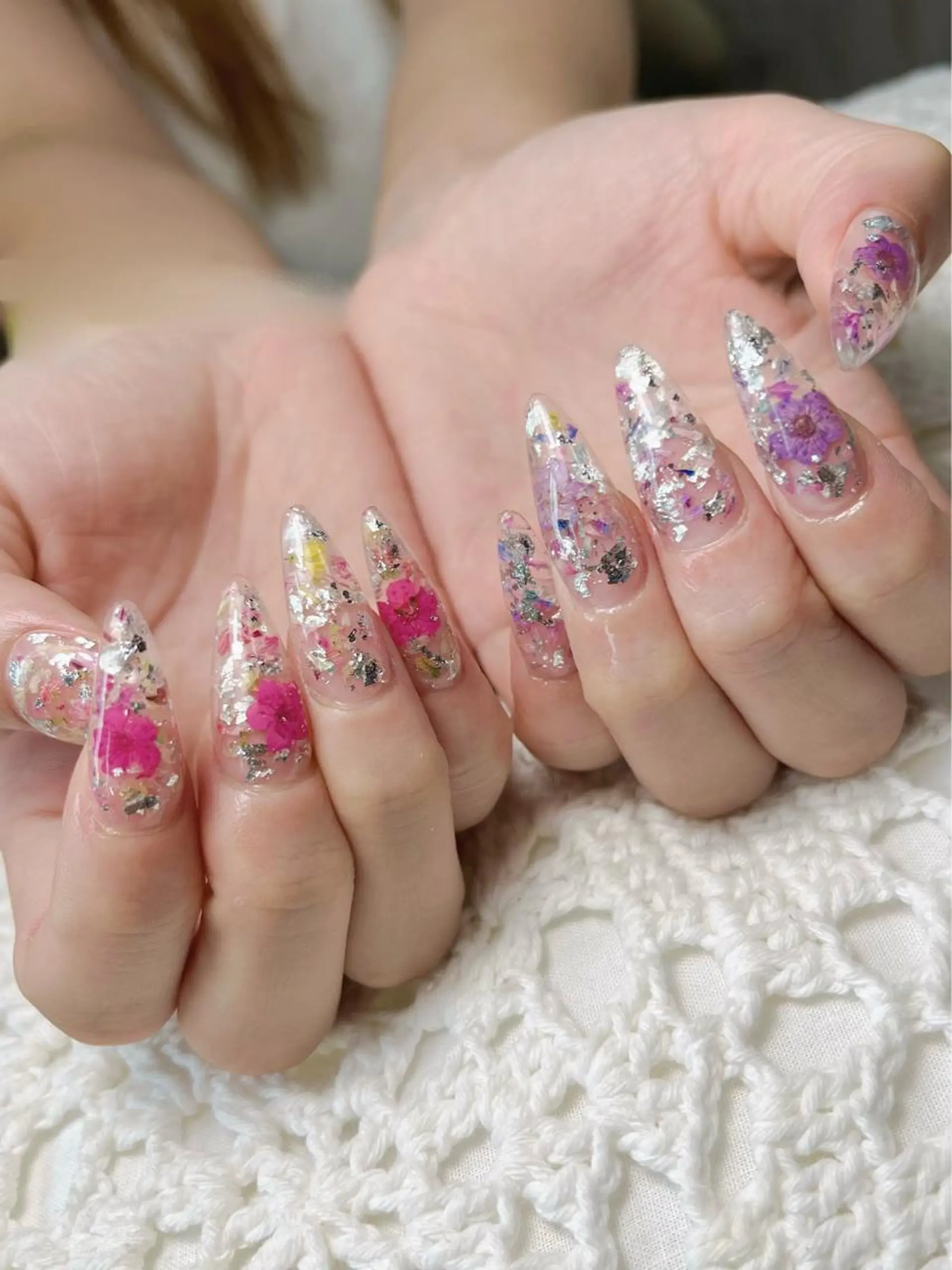 ネイル フラワーネイル スカルプネイル Nailsalon E's cafeのネイルデザイン