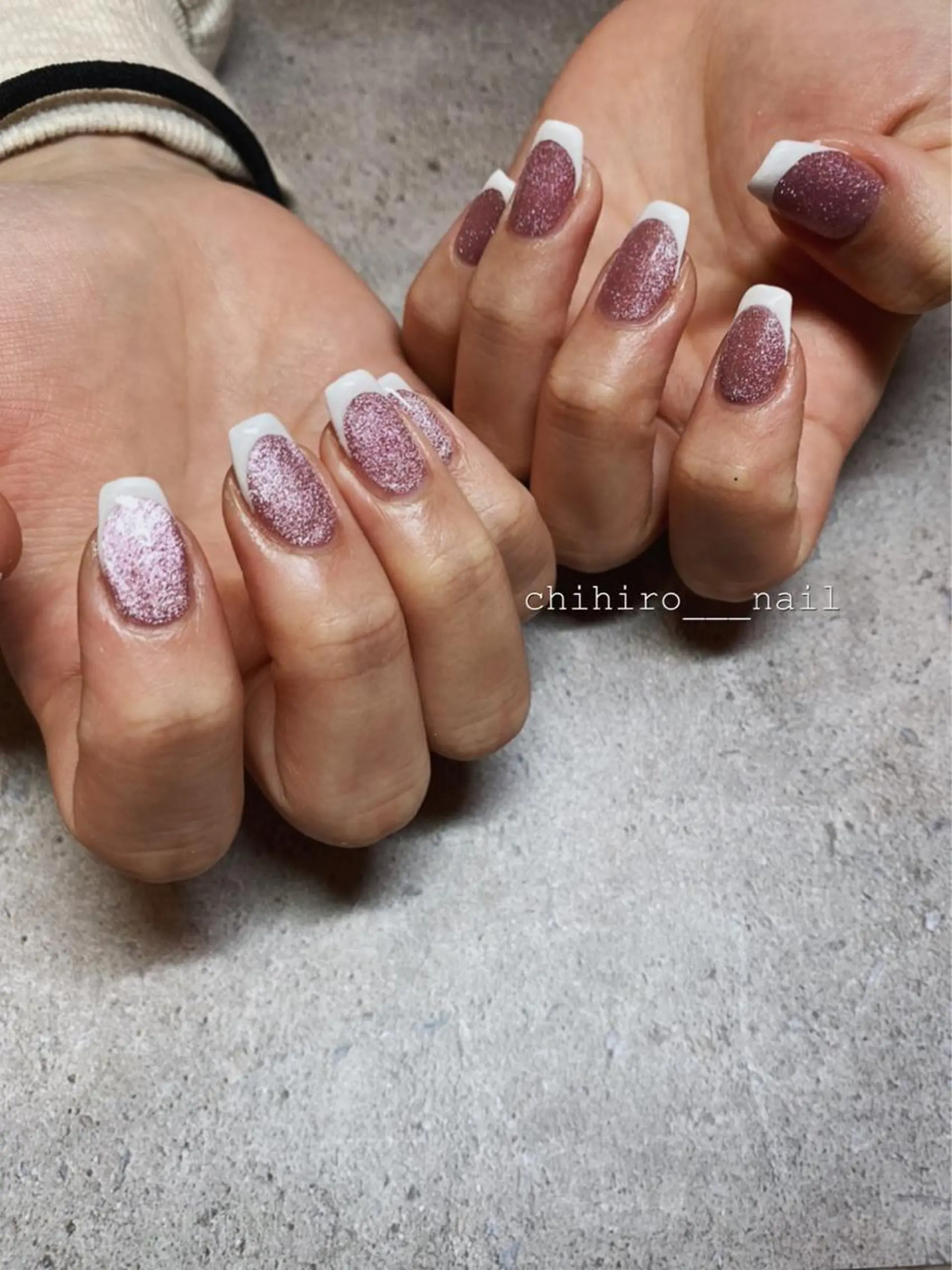 ミディアム カラー ネイル アートネイル フレンチネイル ジェルネイル マグネットネイル ニュアンスネイル ハンドネイル beauty salon ma'am所属・chihiro 小路ネイルのネイルデザイン