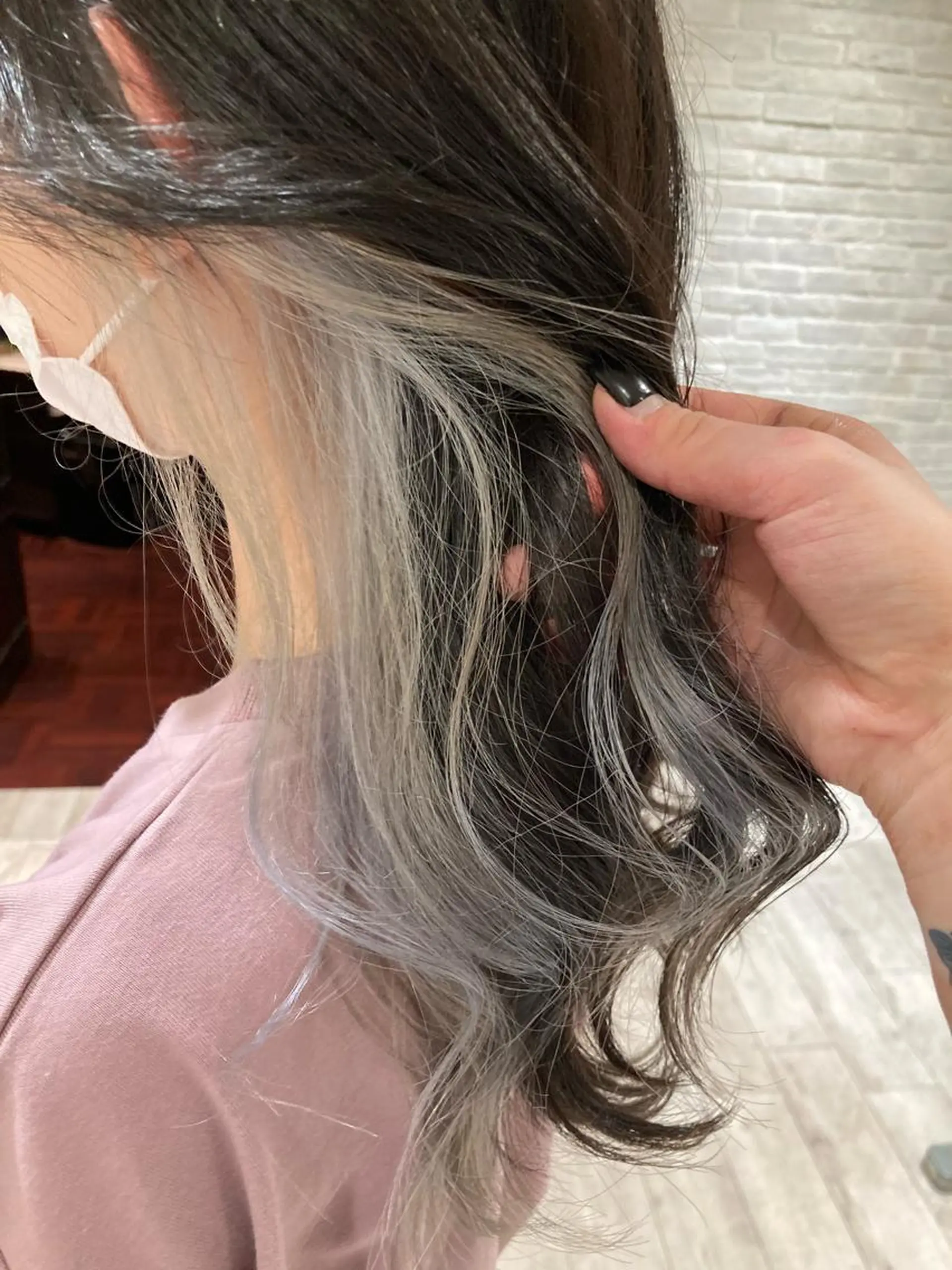 ロング カラー グレージュ 曲がる縮毛矯正 LIBER 　岩名のヘアスタイル