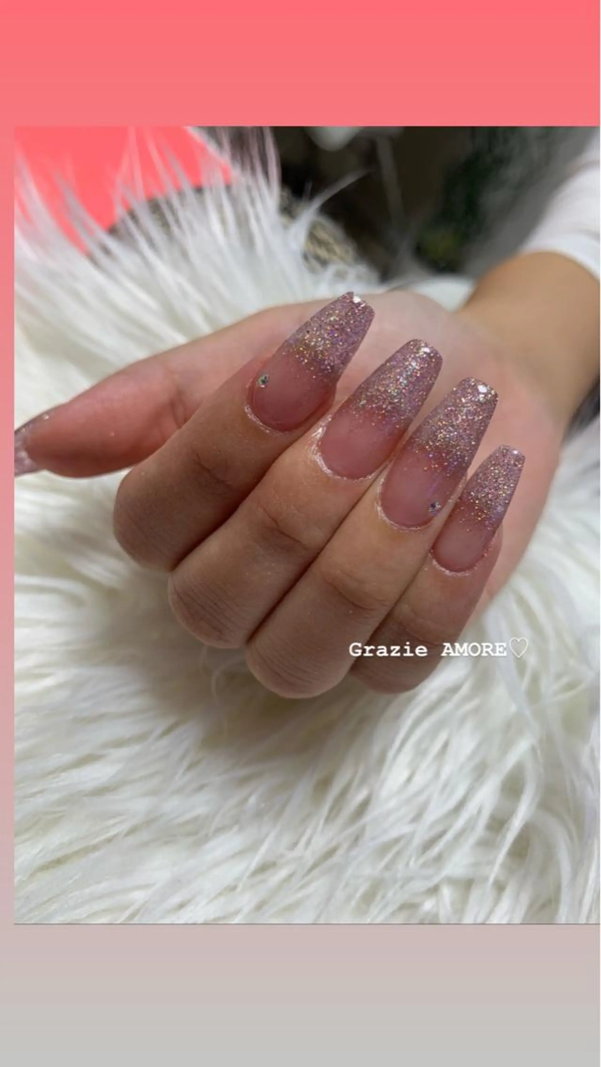 ネイル グラデーション ラメ(グリッター) ラメグラデーション スカルプネイル ハンドネイル Grazie AMOREのネイルデザイン