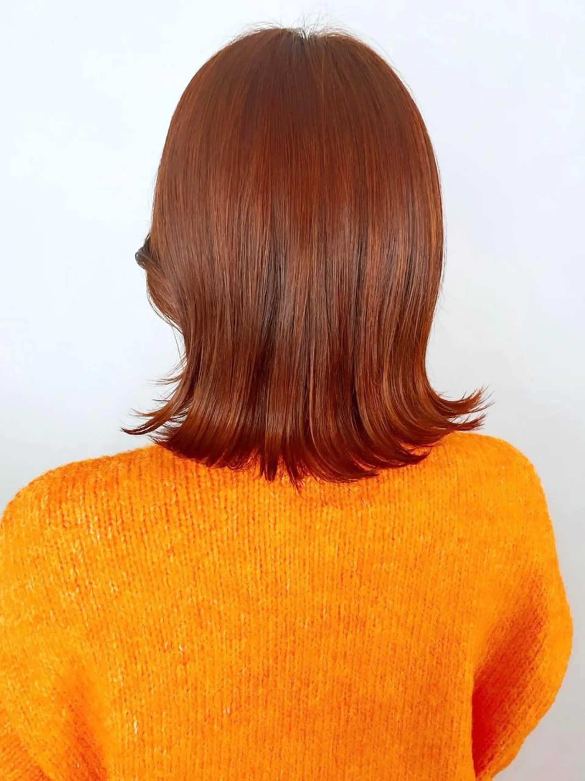 ミディアム カラー パーマ ヘアアレンジ ブリーチ ブラウンカラー ブリーチなしカラー オレンジ オレンジブラウン ITbyALBUM 八王子店のヘアスタイル