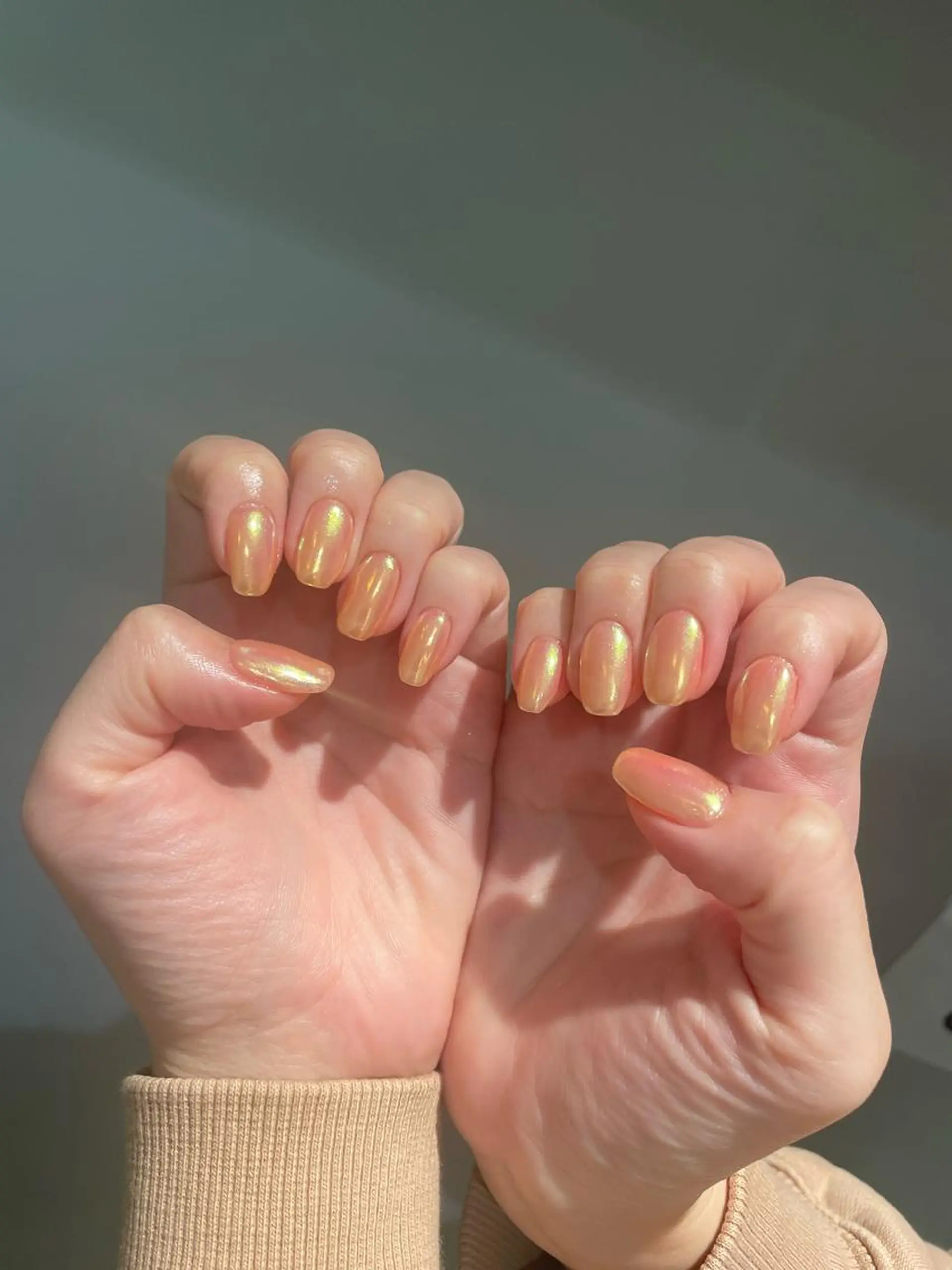 ネイル オーロラネイル ワンカラーネイル ハンドネイル 細矢 咲花のネイルデザイン