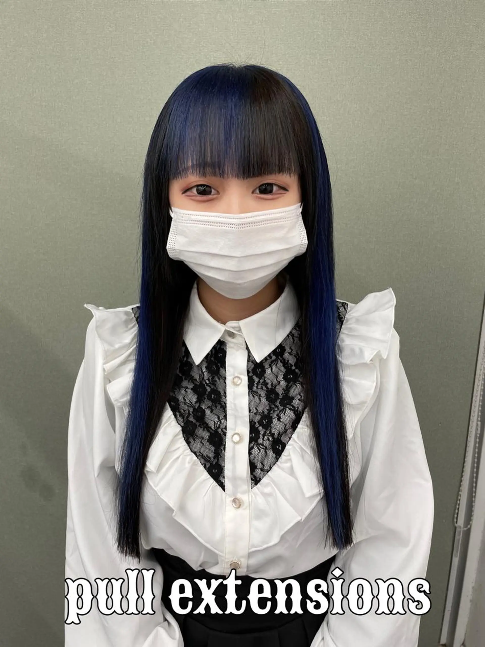 ロング カラー ヘアアレンジ プルエクステ 黒髪 ブルーカラー エクステ ロング 🎀プルエクステ みまひかる🎀のヘアスタイル