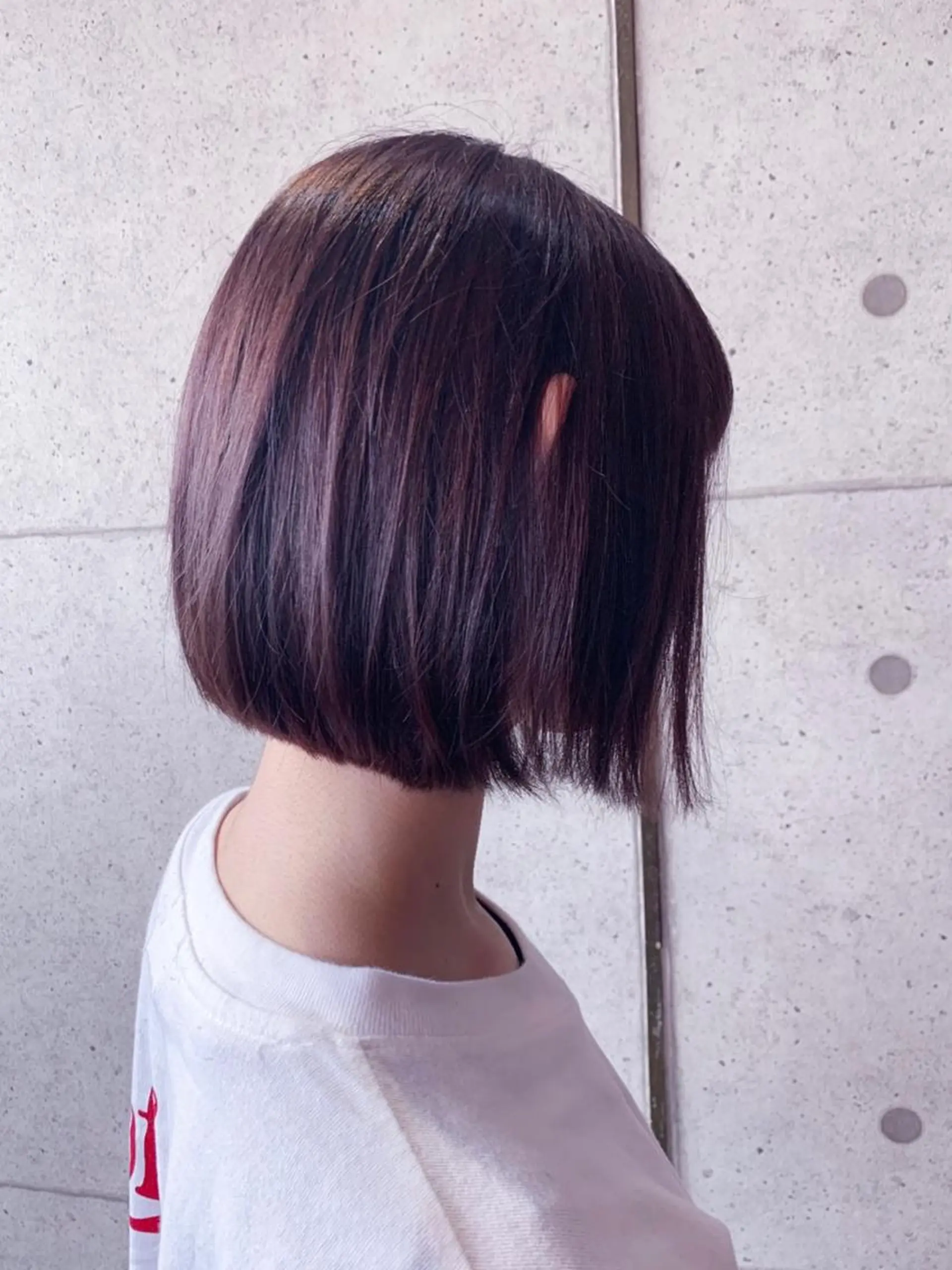 ミディアム カラー パープルカラー ボブ 福森 みずきのヘアスタイル