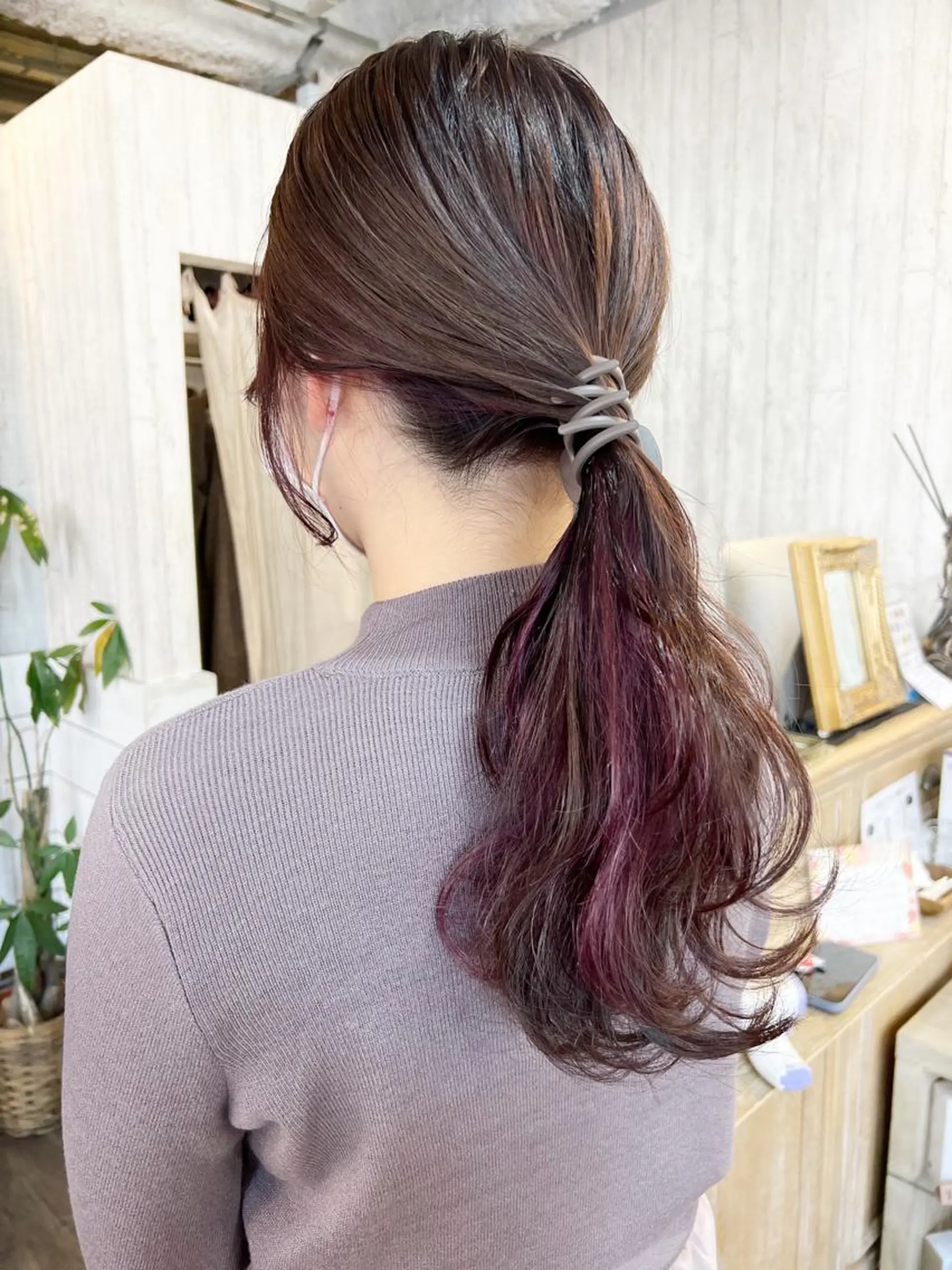 セミロング ボブ ハイライト 髪質改善 小顔カット トリートメント ダブルカラー　/ インナーカラーMiiのヘアスタイル