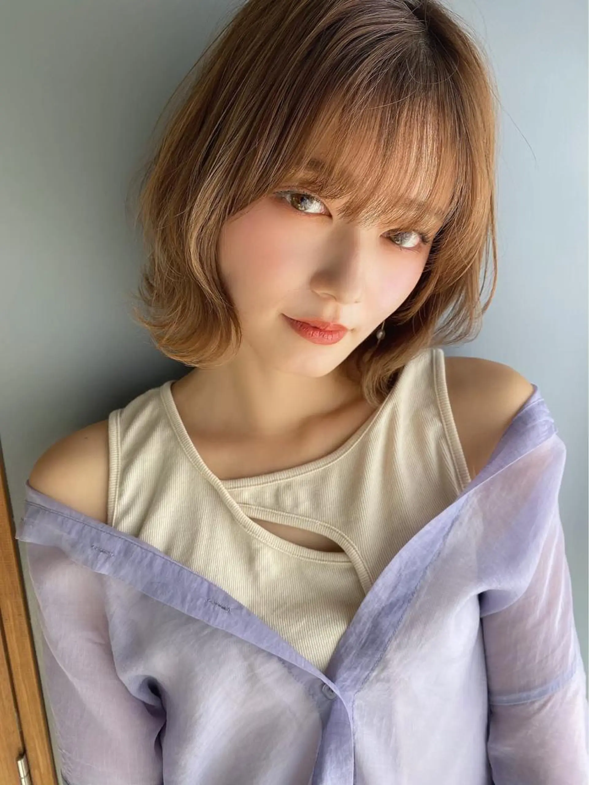 ミディアム ボブ カット ヘアカラー トリートメント Gain KAKKY 名古屋/池下駅3分のヘアスタイル