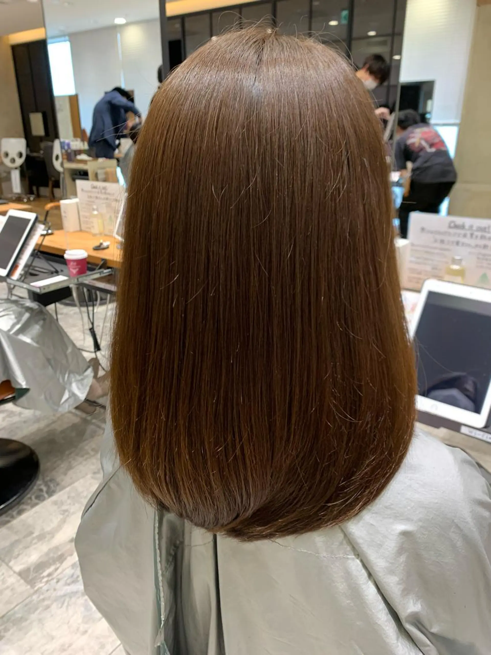 セミロング カラー パーマ 黒髪 ブリーチ ブリーチなしカラー 伸ばしかけ 髪質改善 美髪ヘッドスパ🫧 西山紗奈江💆‍♀️のヘアスタイル